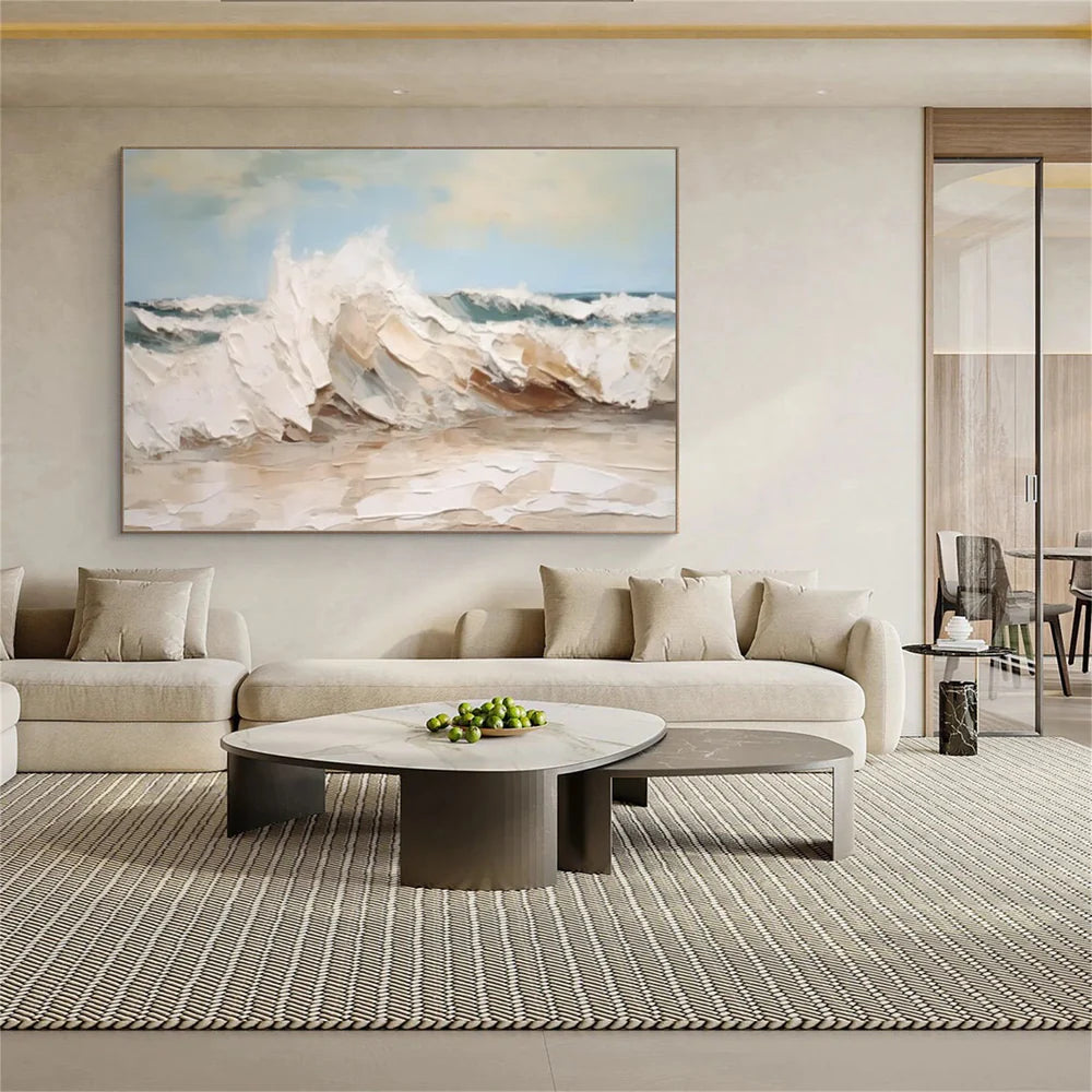 Abstract Ocean And Sky Textured Canvas Art #OC069