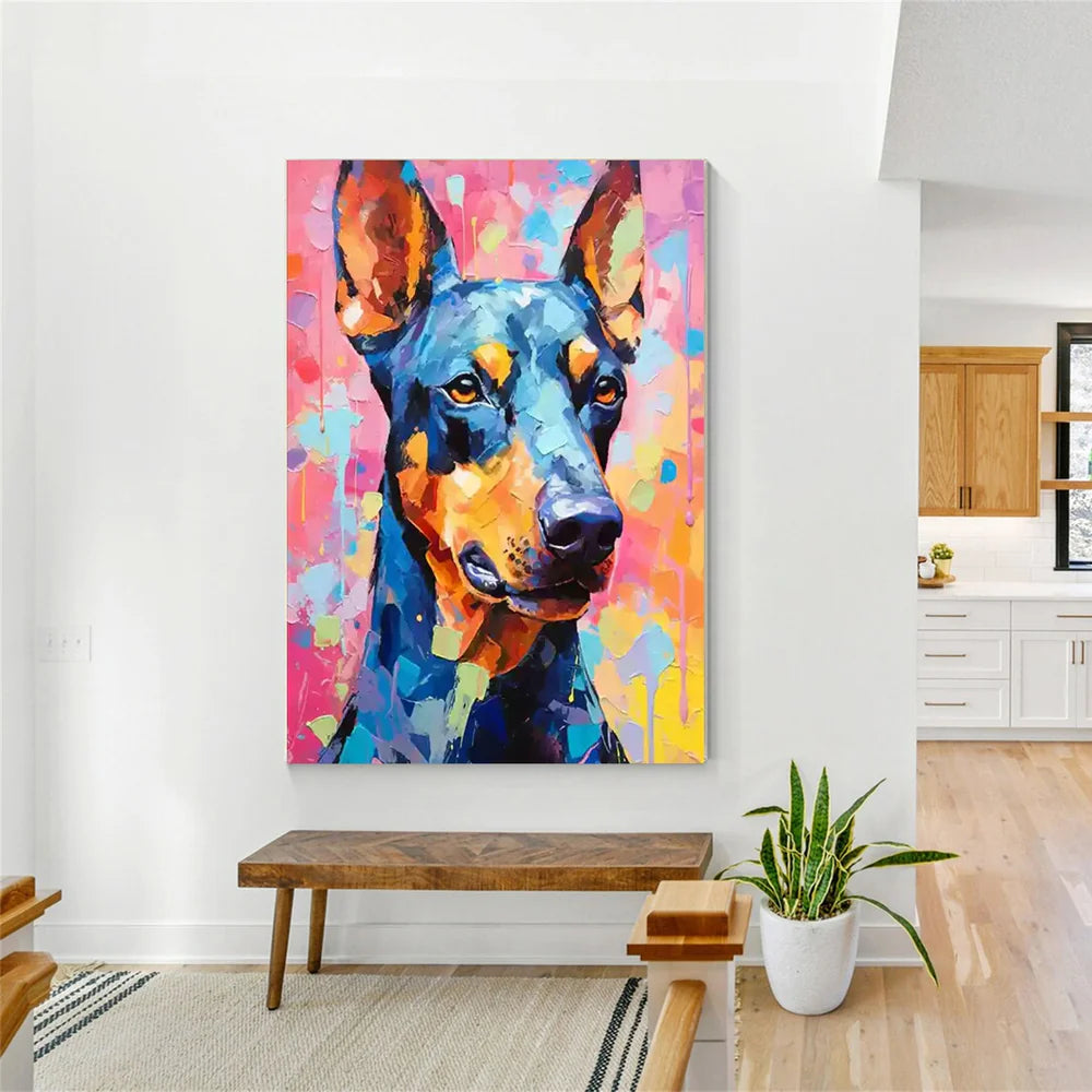 Colorful Abstract Animal Dog Textured Canvas Art #DW063