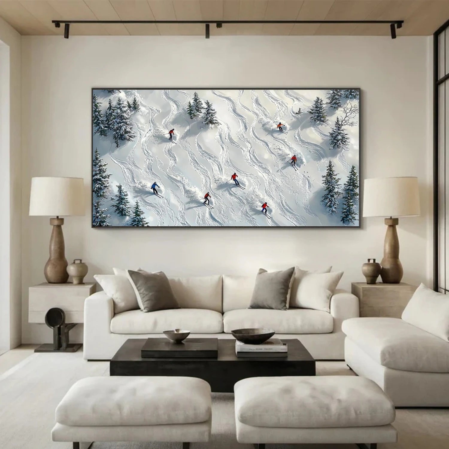 Skiing Sport Textured Canvas Painting #PB061