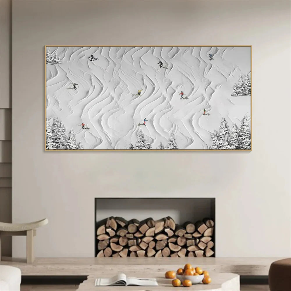 Skiing Sport Textured Canvas Painting #PB001