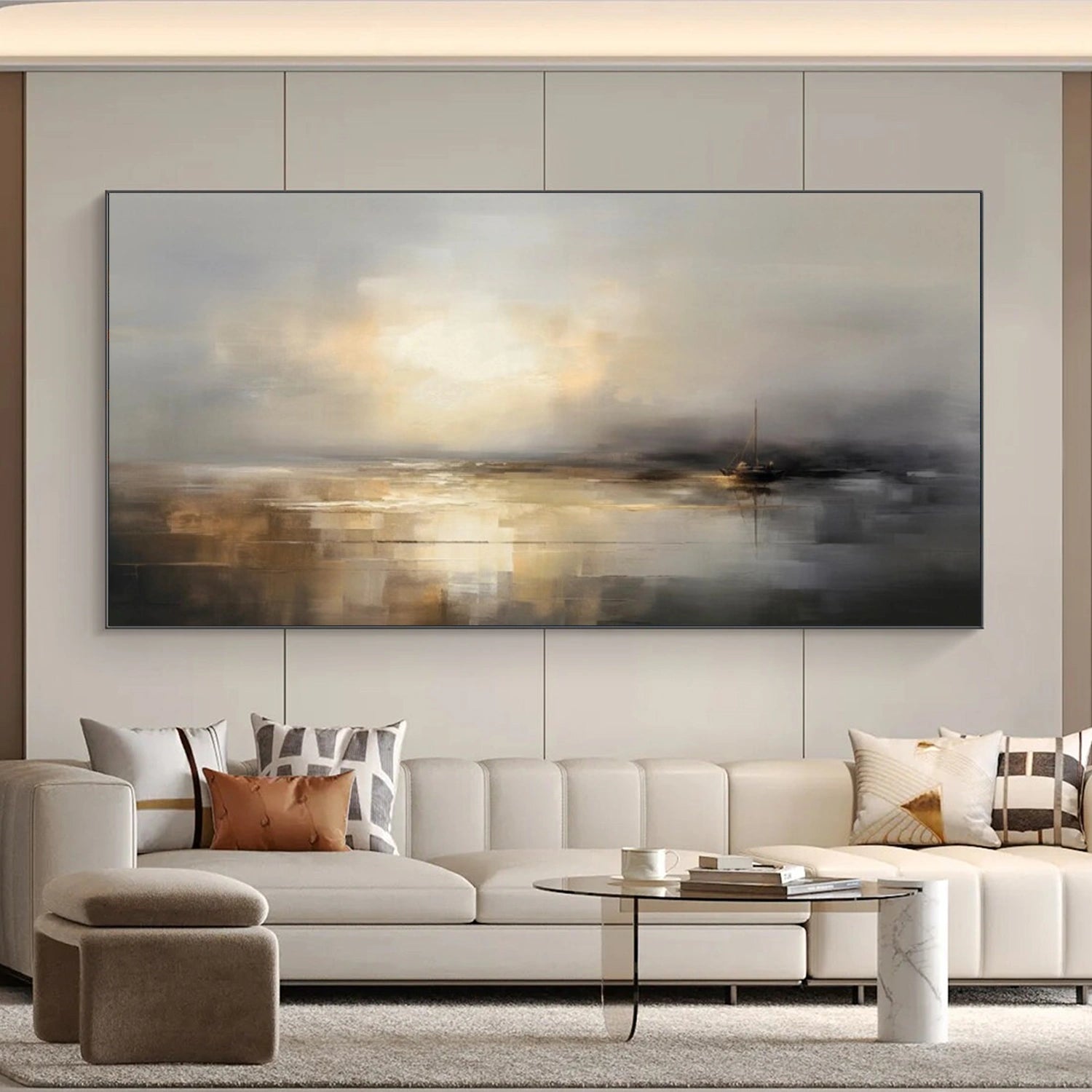 Abstract Ocean And Sky Canvas Art #OC079