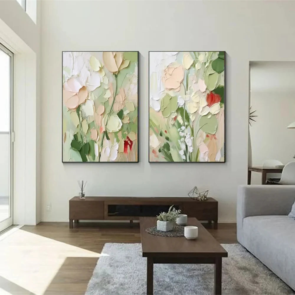 Abstract Flower And Tree Textured Canvas Art Set of 2 #MF054