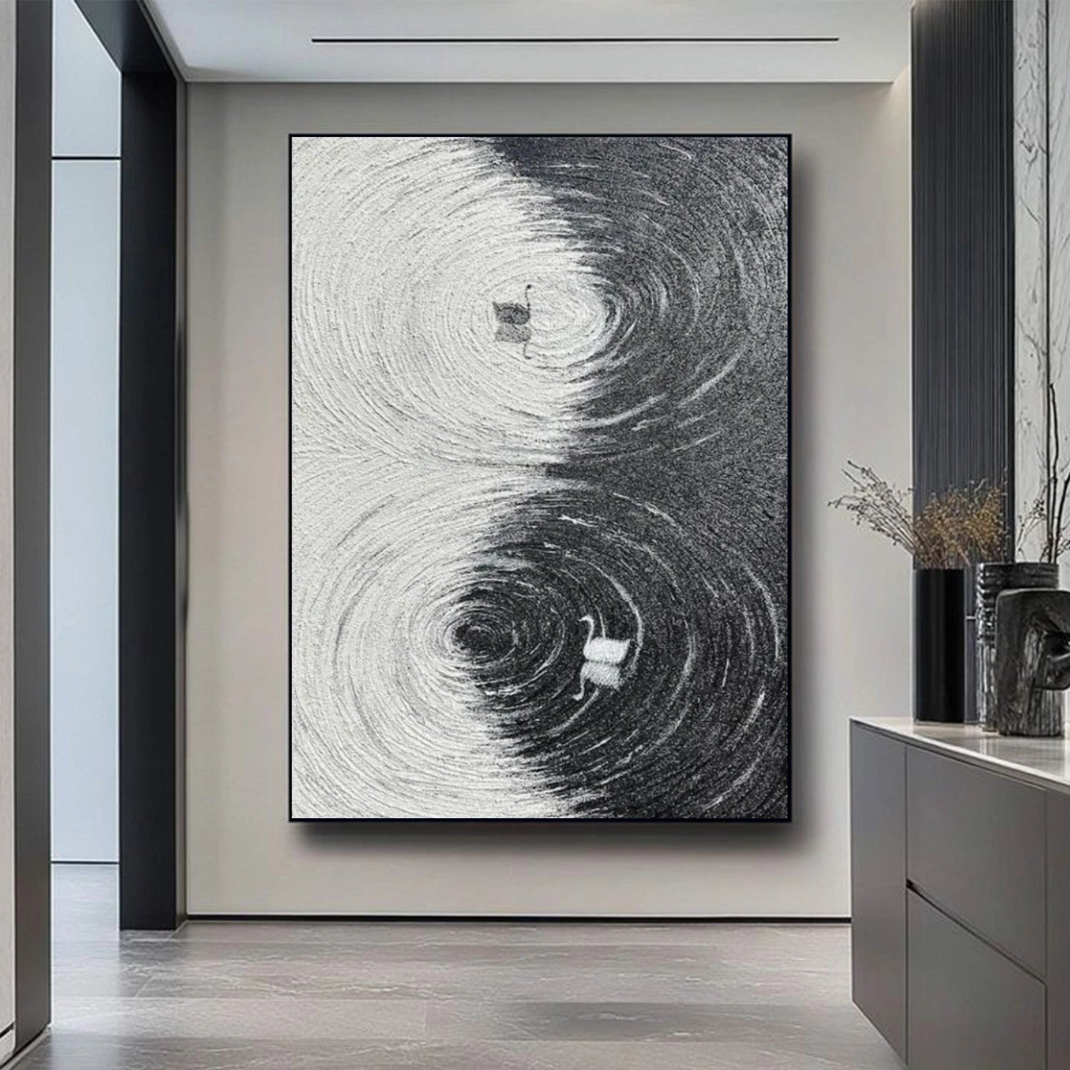 Abstract Animal Swan Canvas Art #DW125