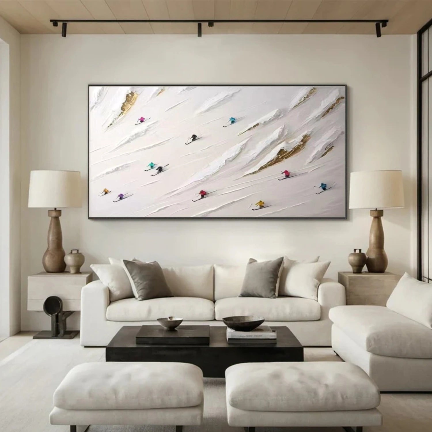 Skiing Sport Textured Canvas Painting #PB039