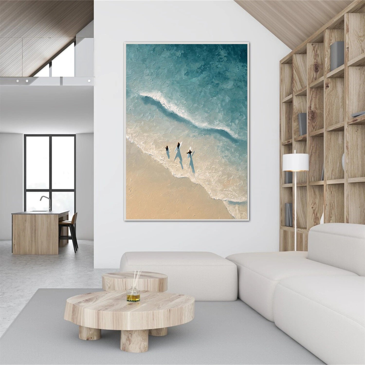 Abstract Ocean And Sky Textured Canvas Art #OC178