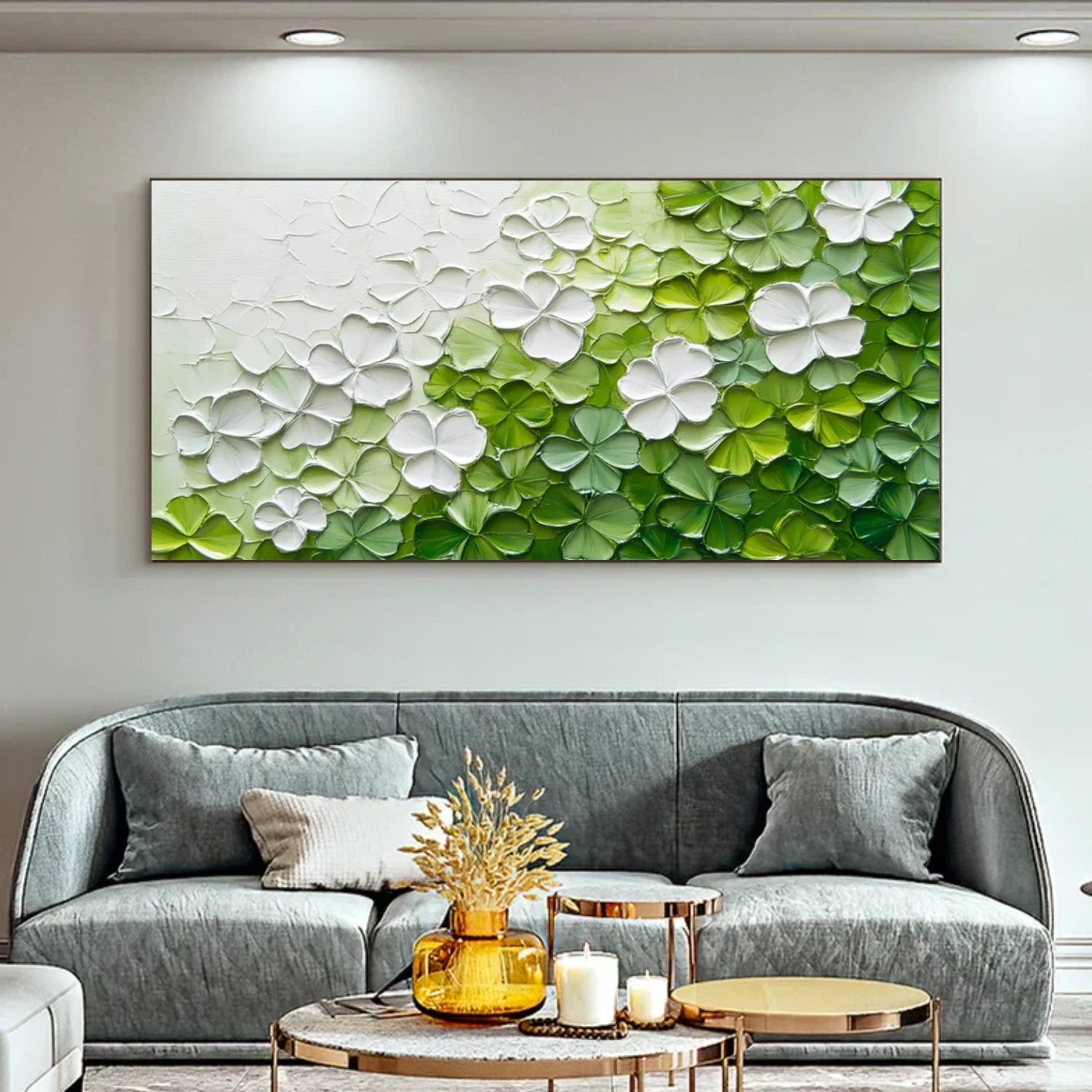 Minimalist Flower And Tree Textured Canvas Art #MF076