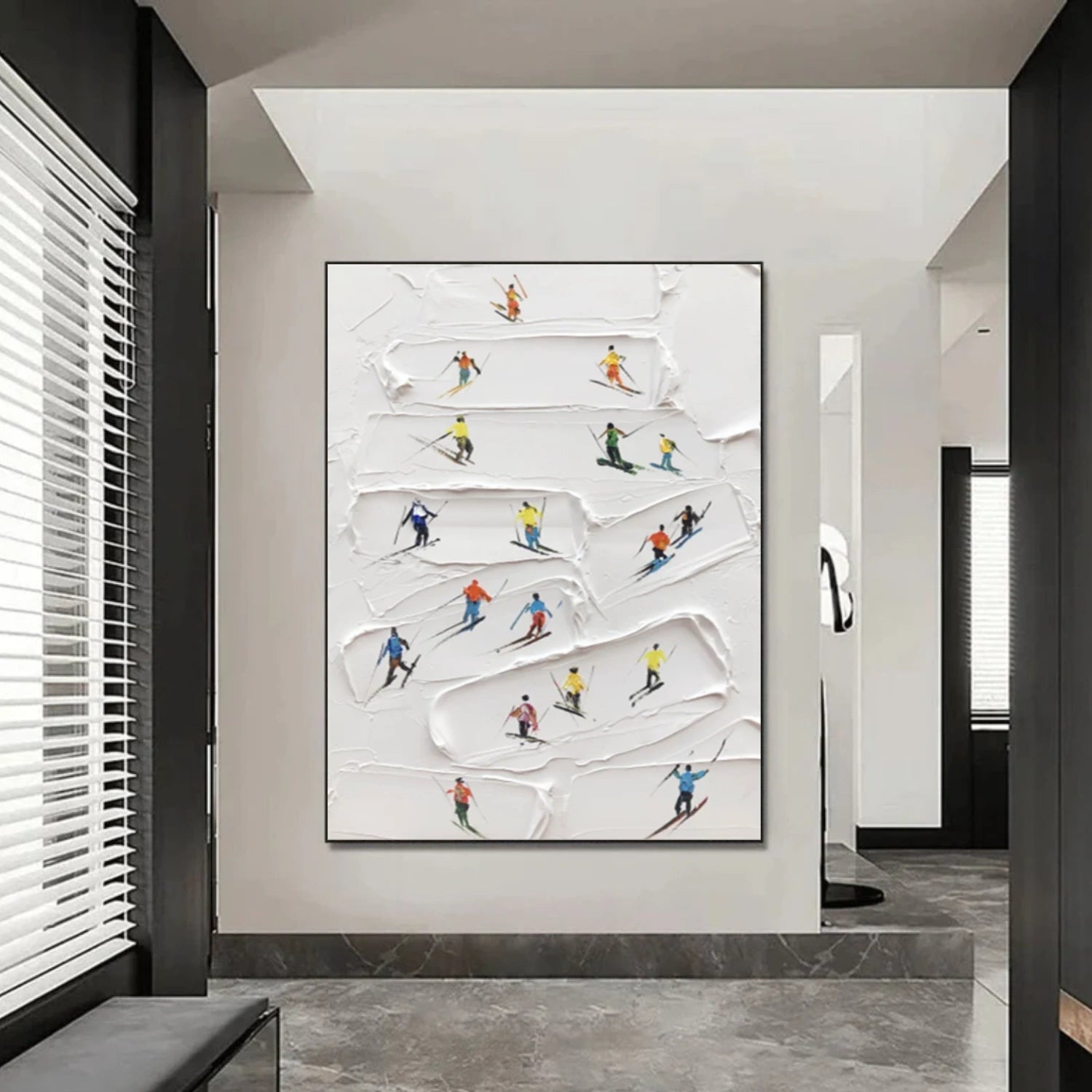 Skiing Sport Textured Canvas Painting #PB054