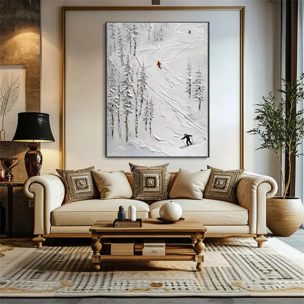 Skiing Sport Textured Canvas Painting #PB025