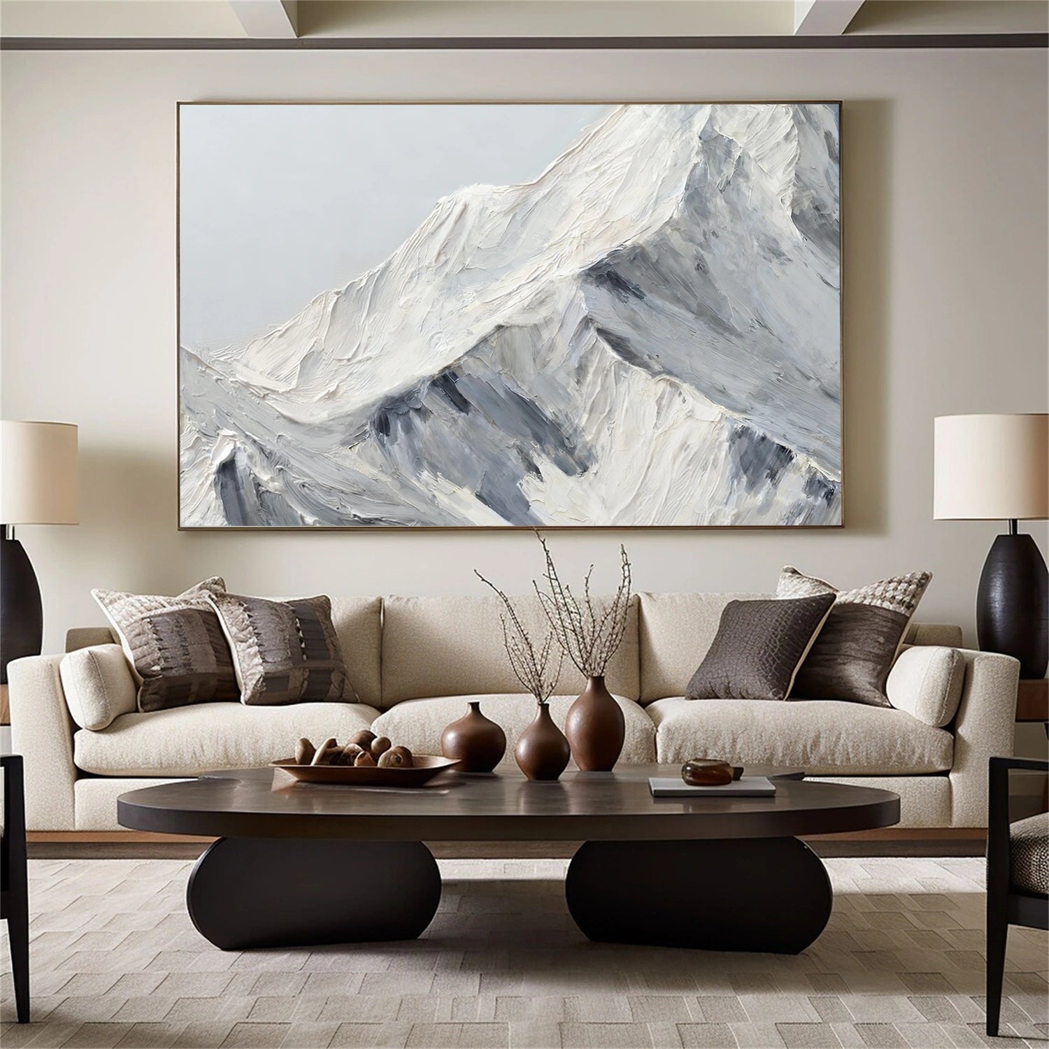 Minimalist Mountain Textured Canvas Art #BT056