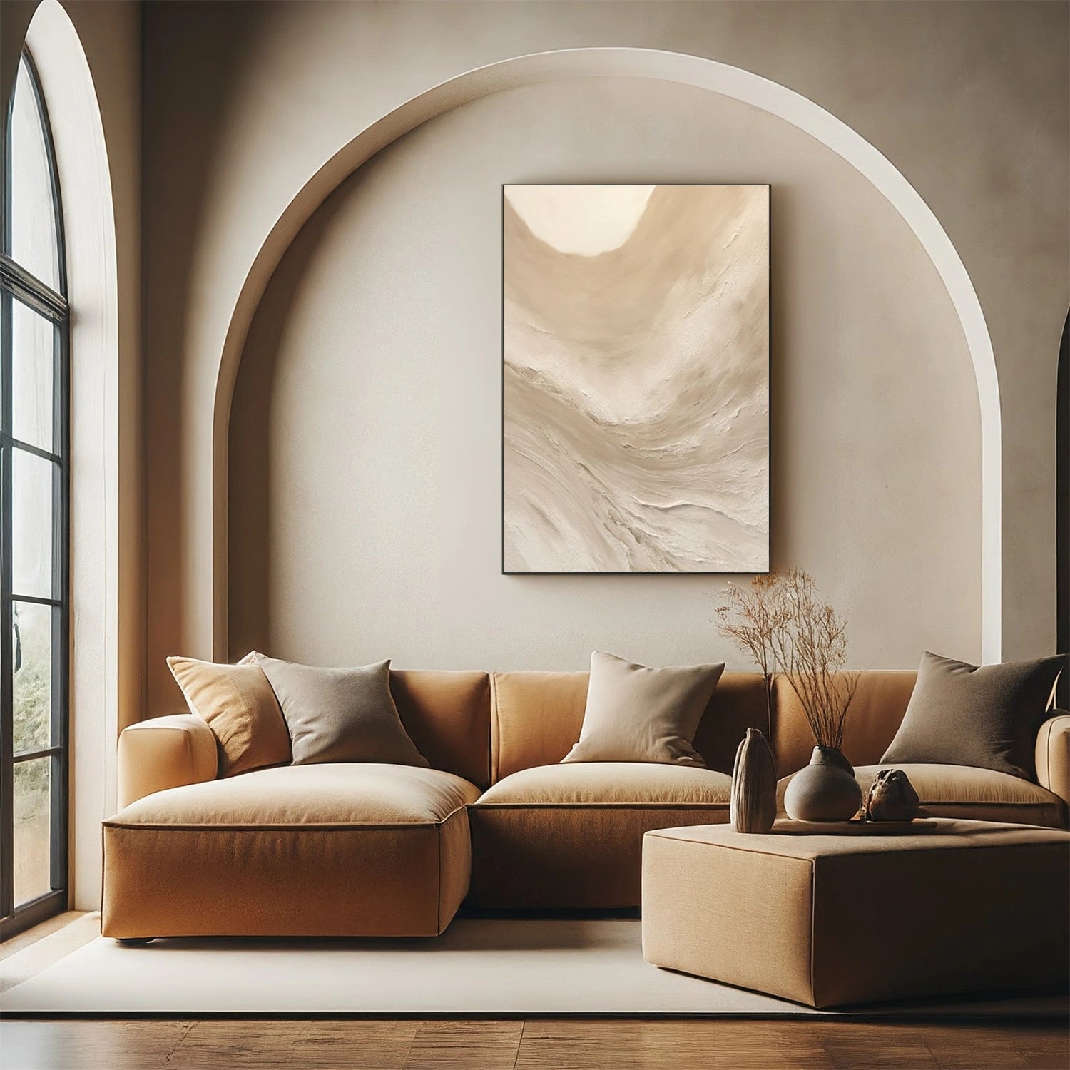 Beige Minimalist Textured Canvas Art #WM119