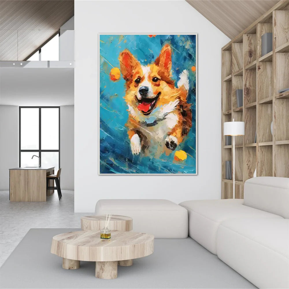 Colorful Abstract Animal Dog Textured Canvas Art #DW061