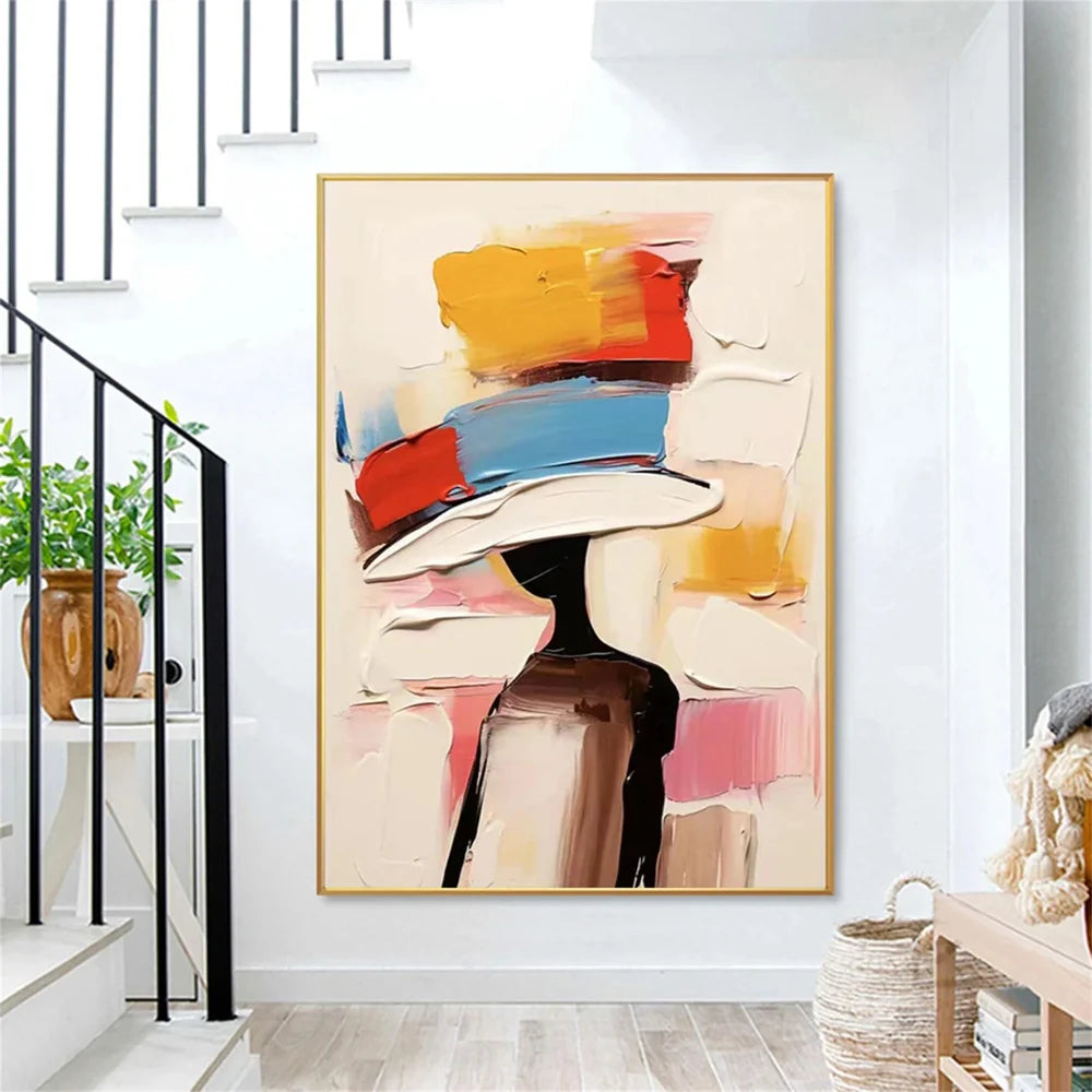 Colorful Abstract Portrait Textured Wall Art # LA010