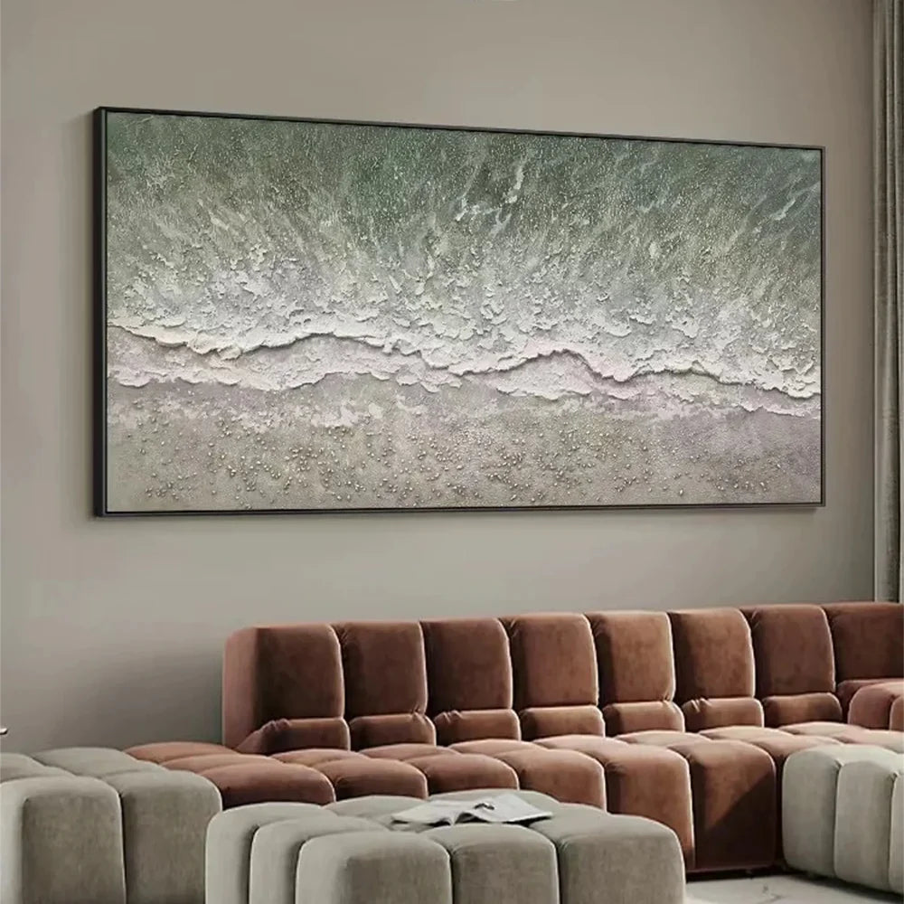 Abstract Ocean And Sky Textured Canvas Art #OC060