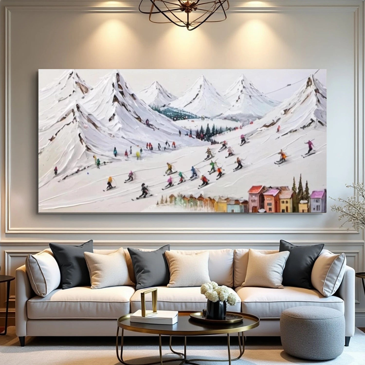 Skiing Sport Textured Canvas Painting #PB045