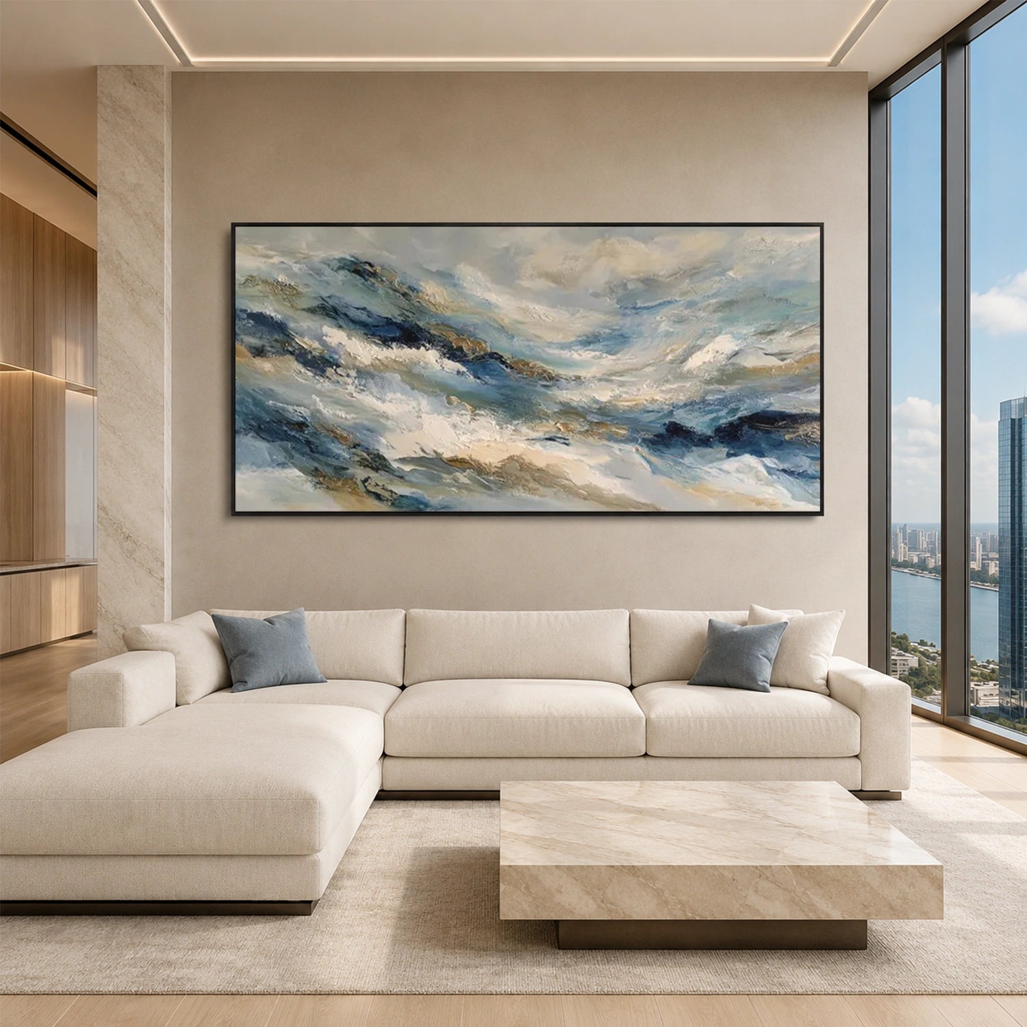 Abstract Ocean And Sky Canvas Art #OC222