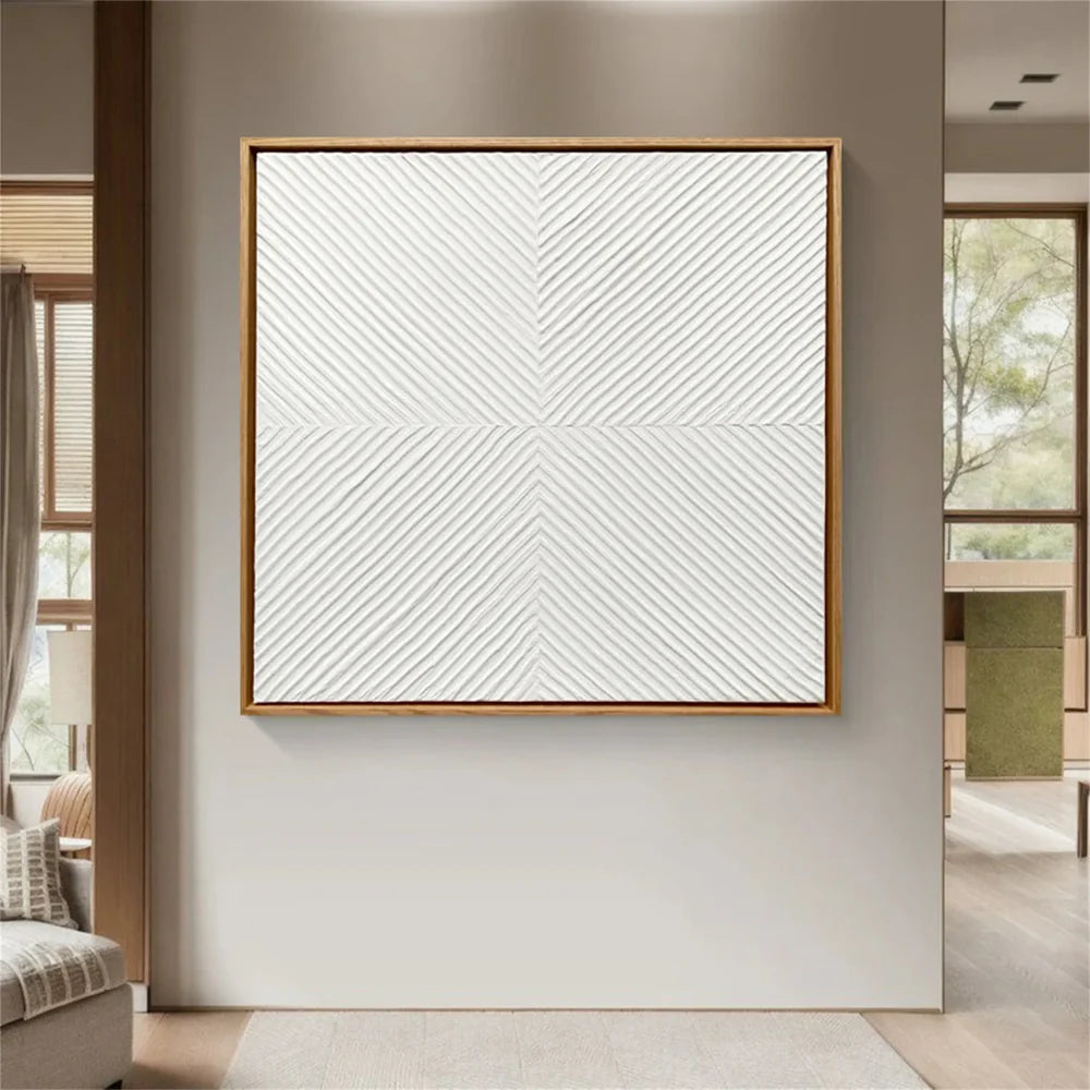 White Minimalist Textured Wall Art #WM079