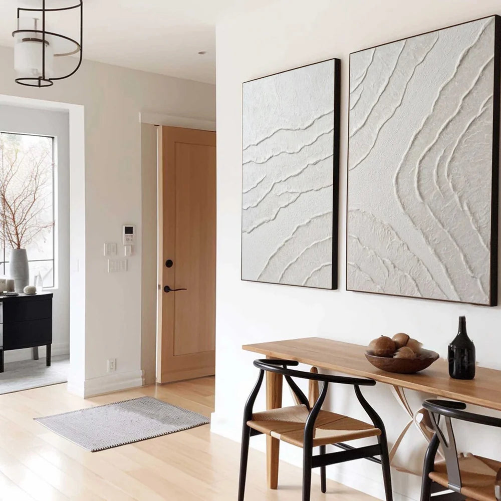 White Minimalist Textured Wall Art Set of 2 #WM057