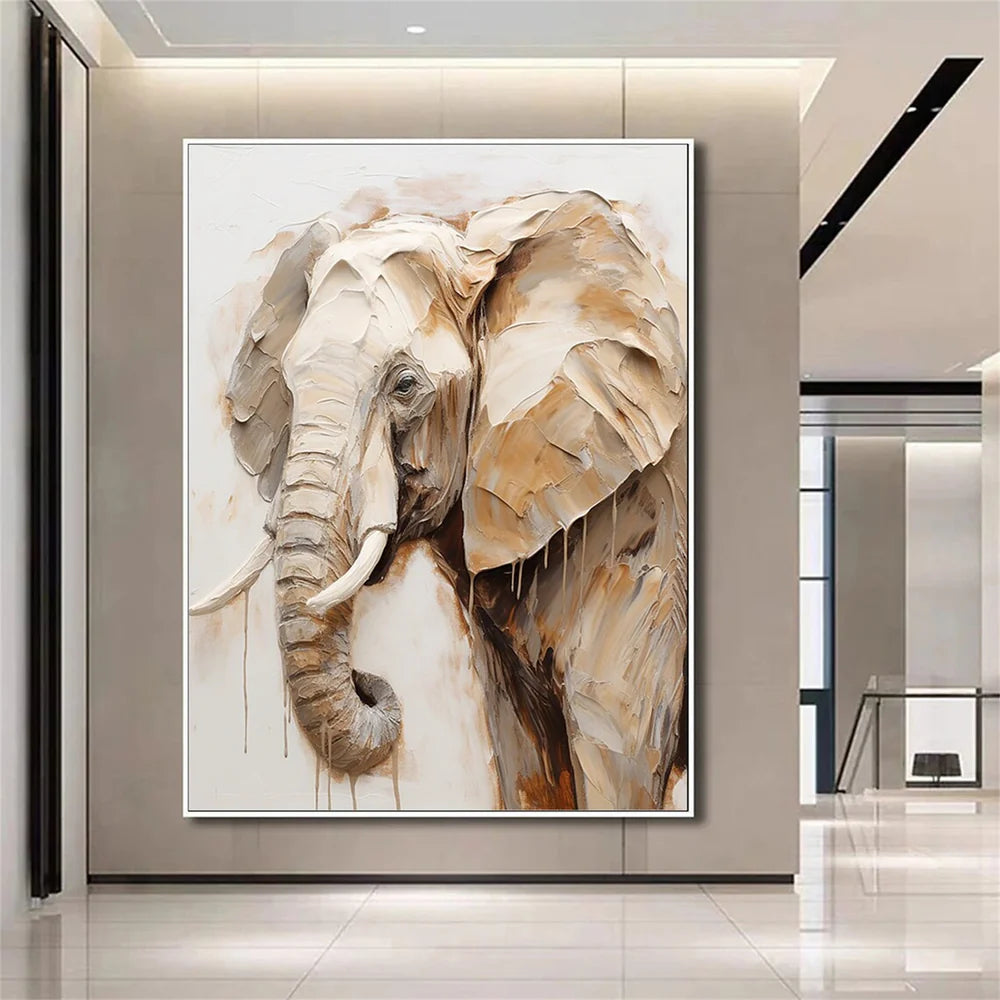 Beige & Brown Abstract Animal Canvas Art #DW038