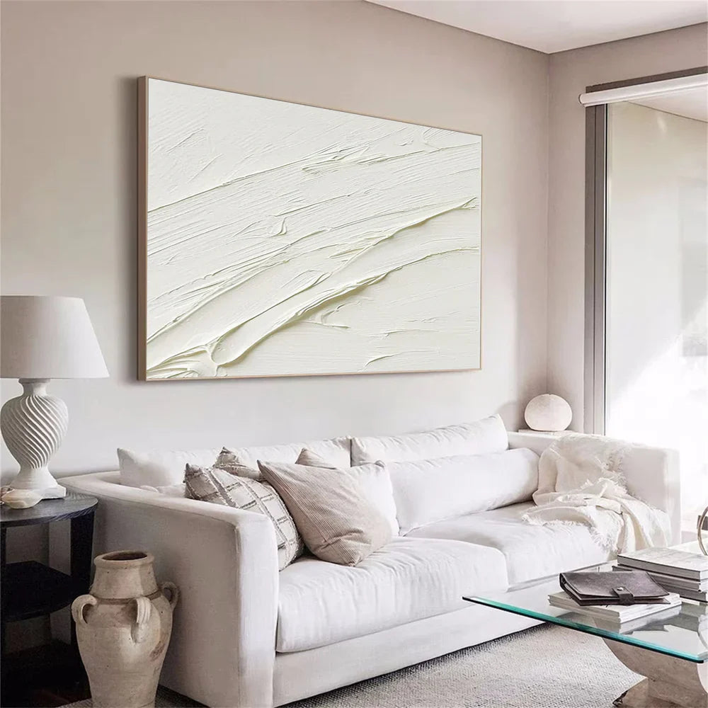 White Minimalist Textured Wall Art #WM031
