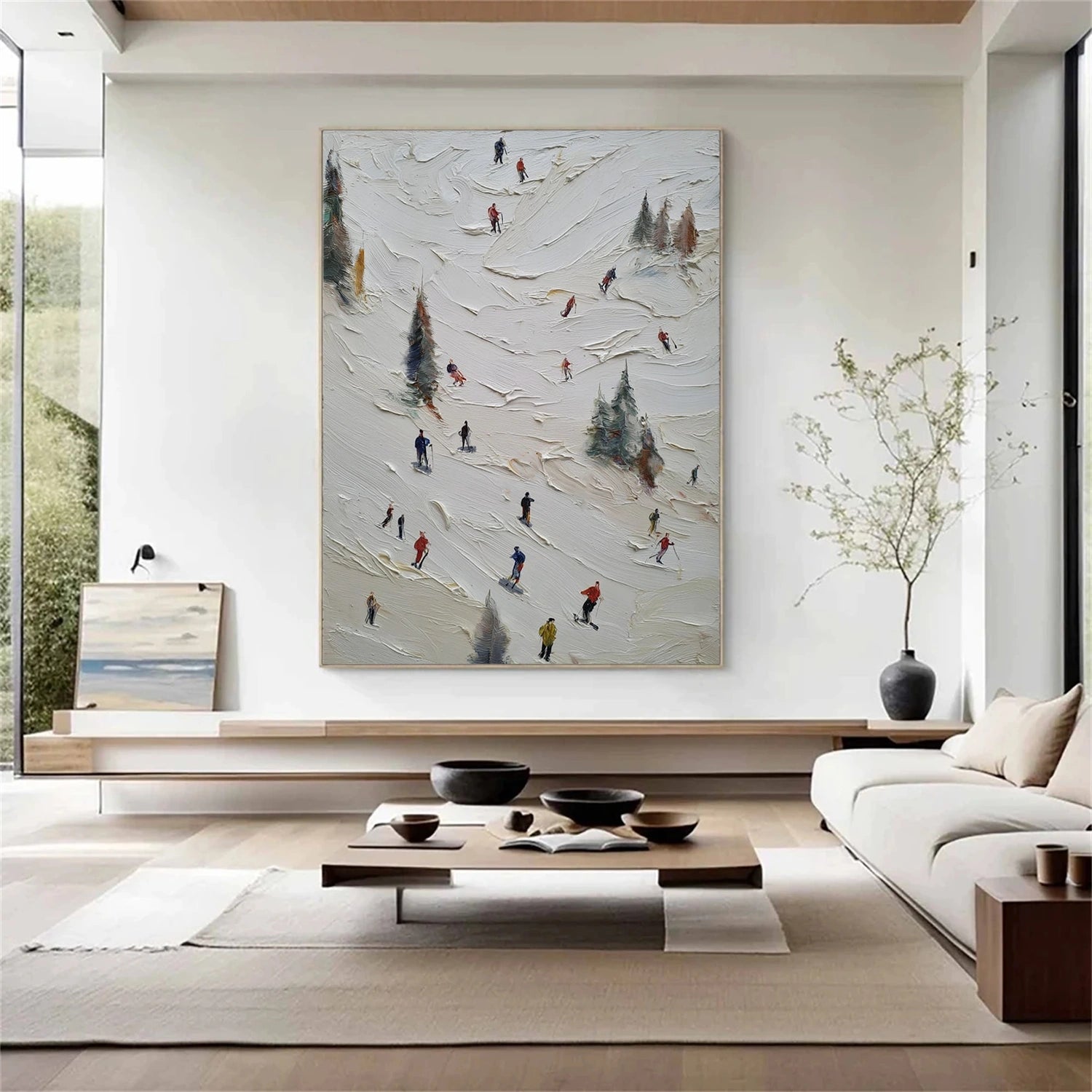 Skiing Sport Textured Canvas Painting #PB064