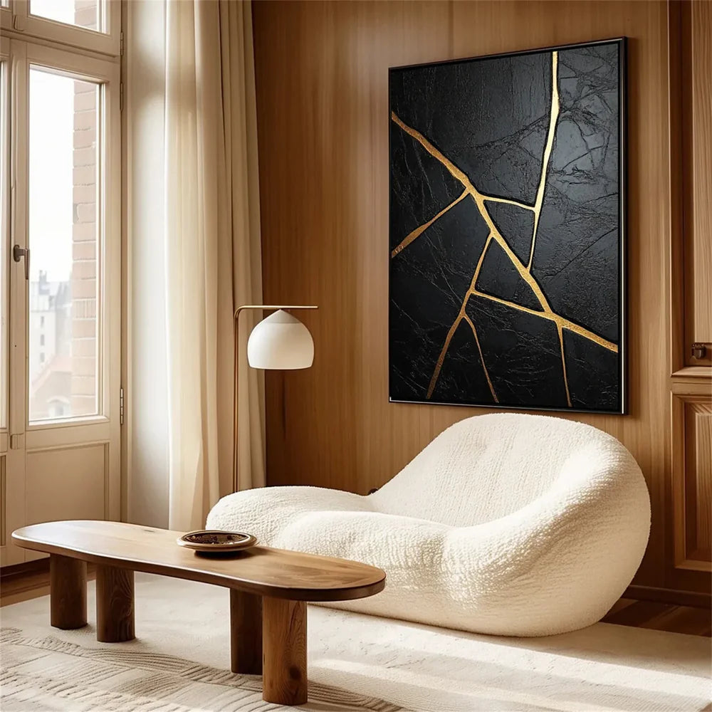 Black Minimalist Textured Canvas Art #WZ070