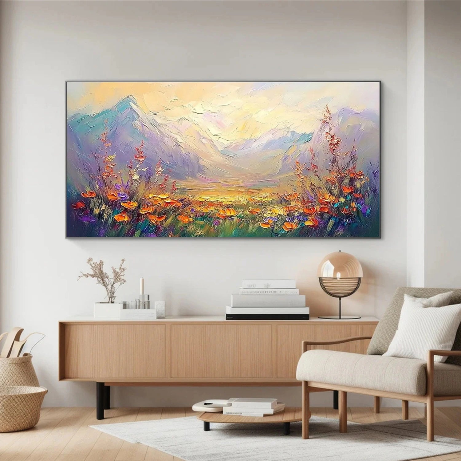 Black and White Minimalist Flower And Tree Canvas Art #MF196