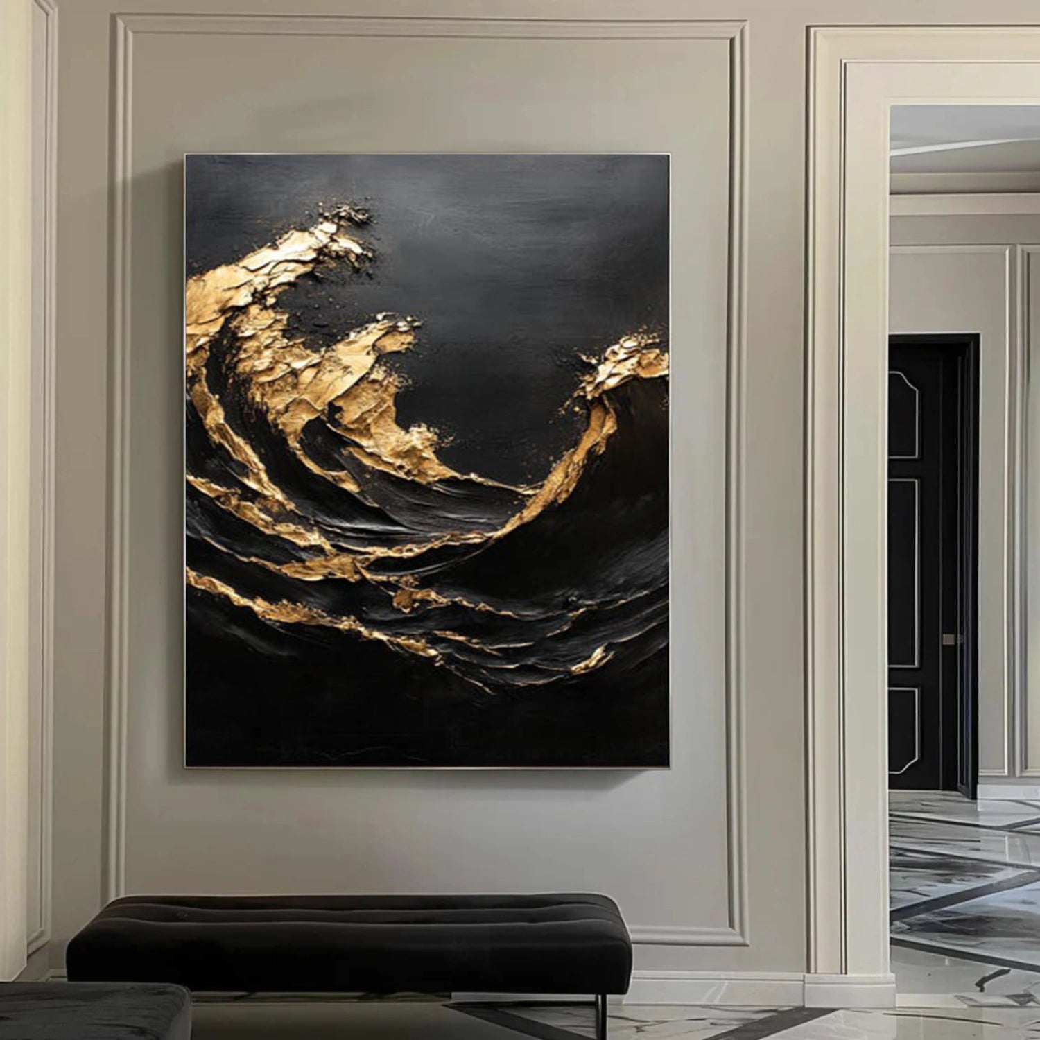 Minimalist Ocean And Sky Textured Canvas Art #OC149