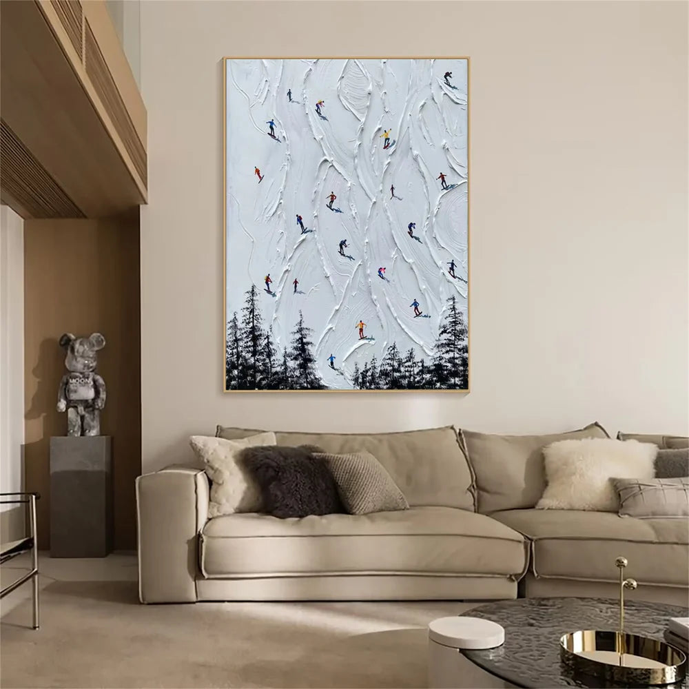 Skiing Sport Textured Canvas Painting #PB012