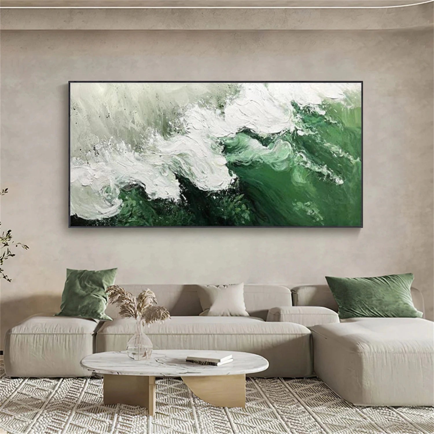 Abstract Ocean And Sky Textured Canvas Art #OC137