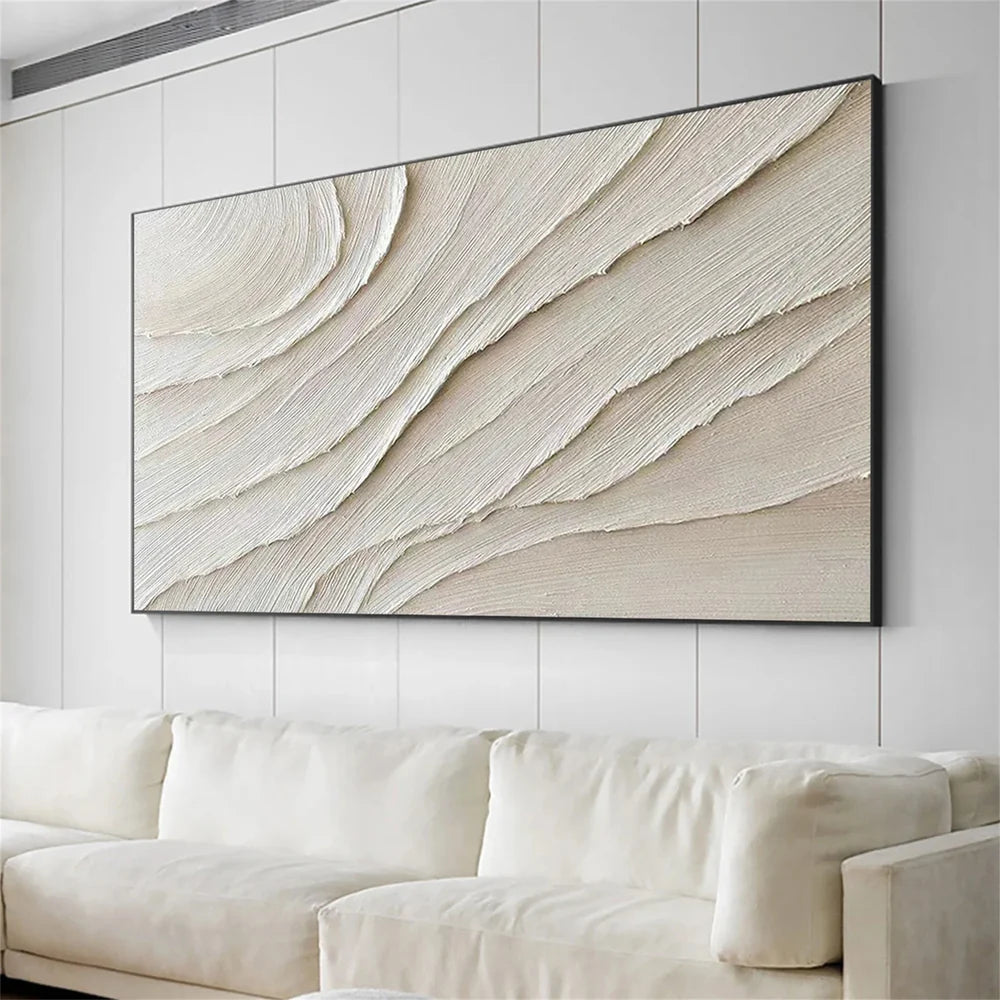 Beige Minimalist Textured Canvas Art #WM008