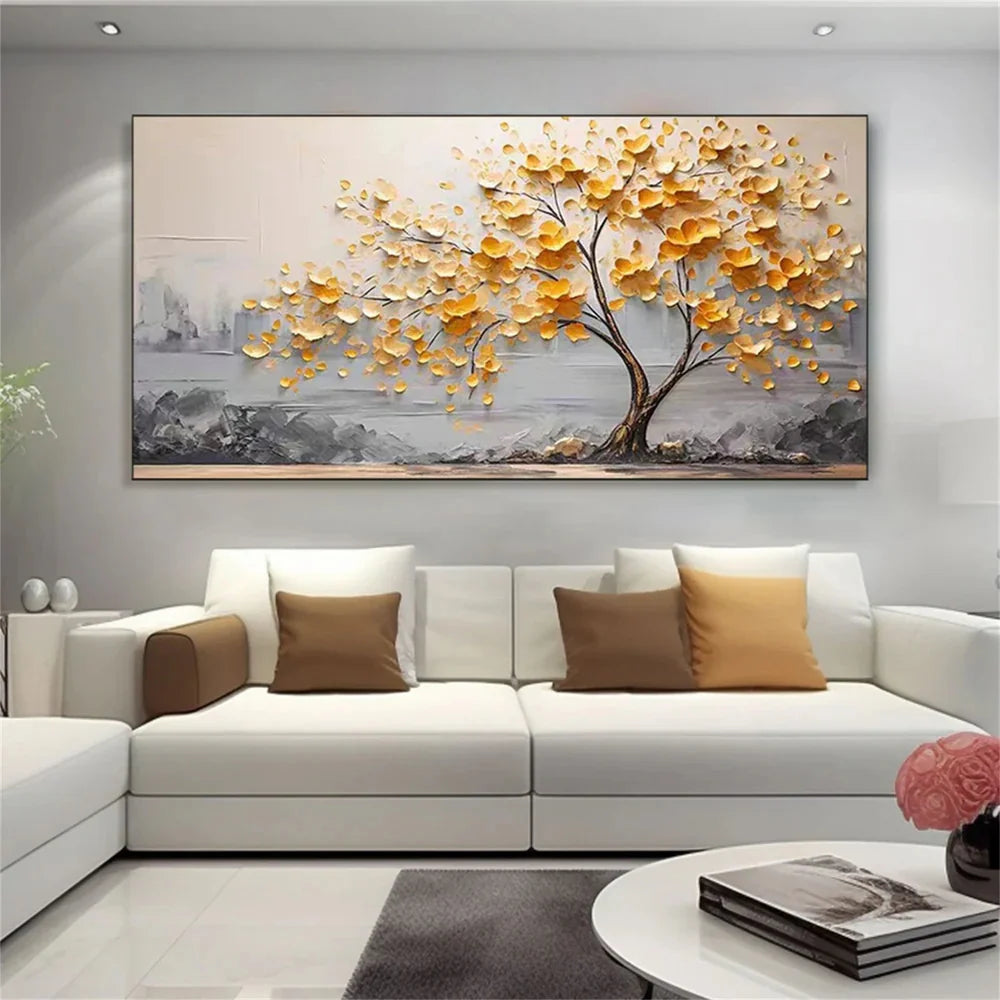 Abstract Flower And Tree Textured Canvas Art #MF007