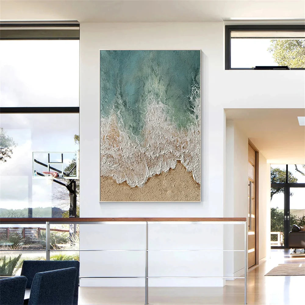 Abstract Ocean And Sky Textured Canvas Art #OC074