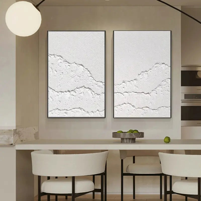 White Minimalist Textured Wall Art Set of 2 #WM045