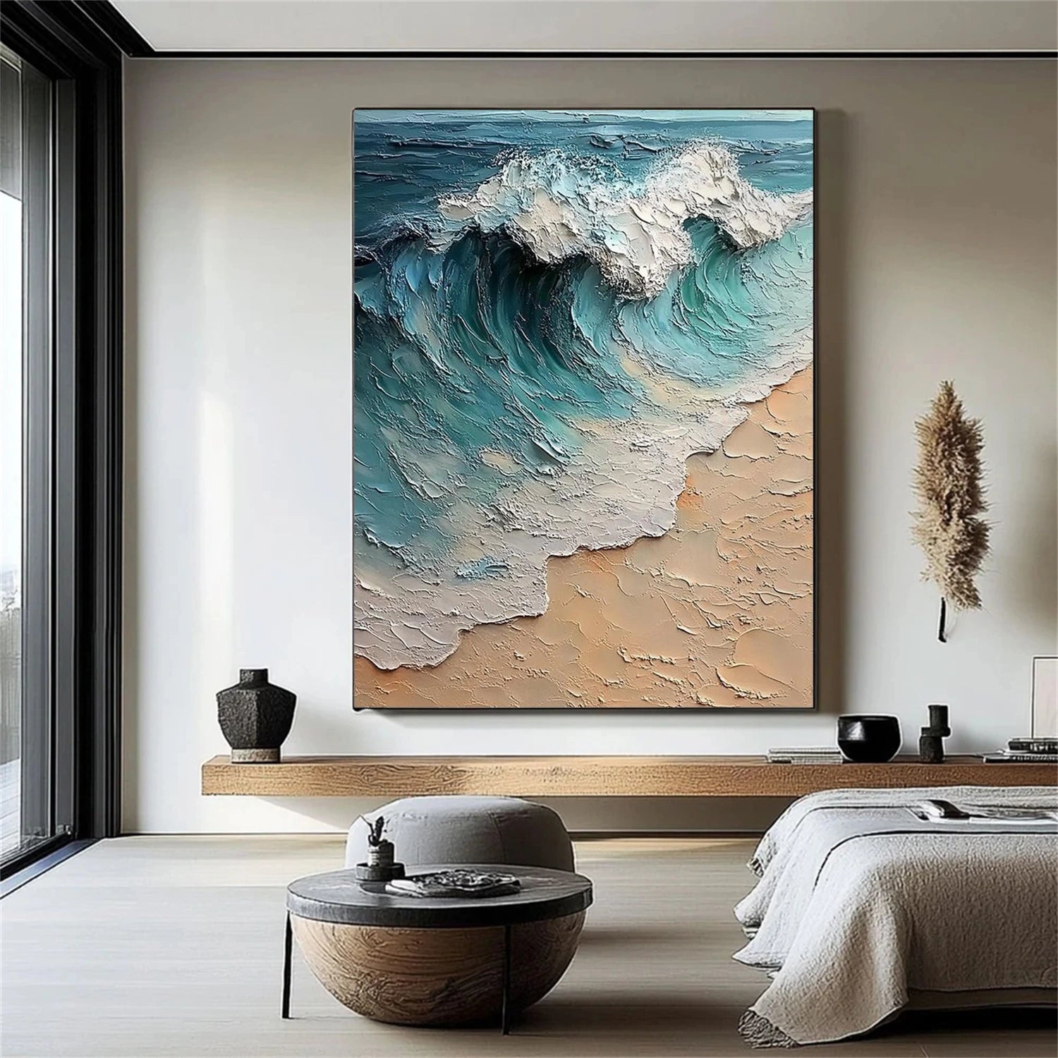 Abstract Ocean And Sky Textured Canvas Art #OC117
