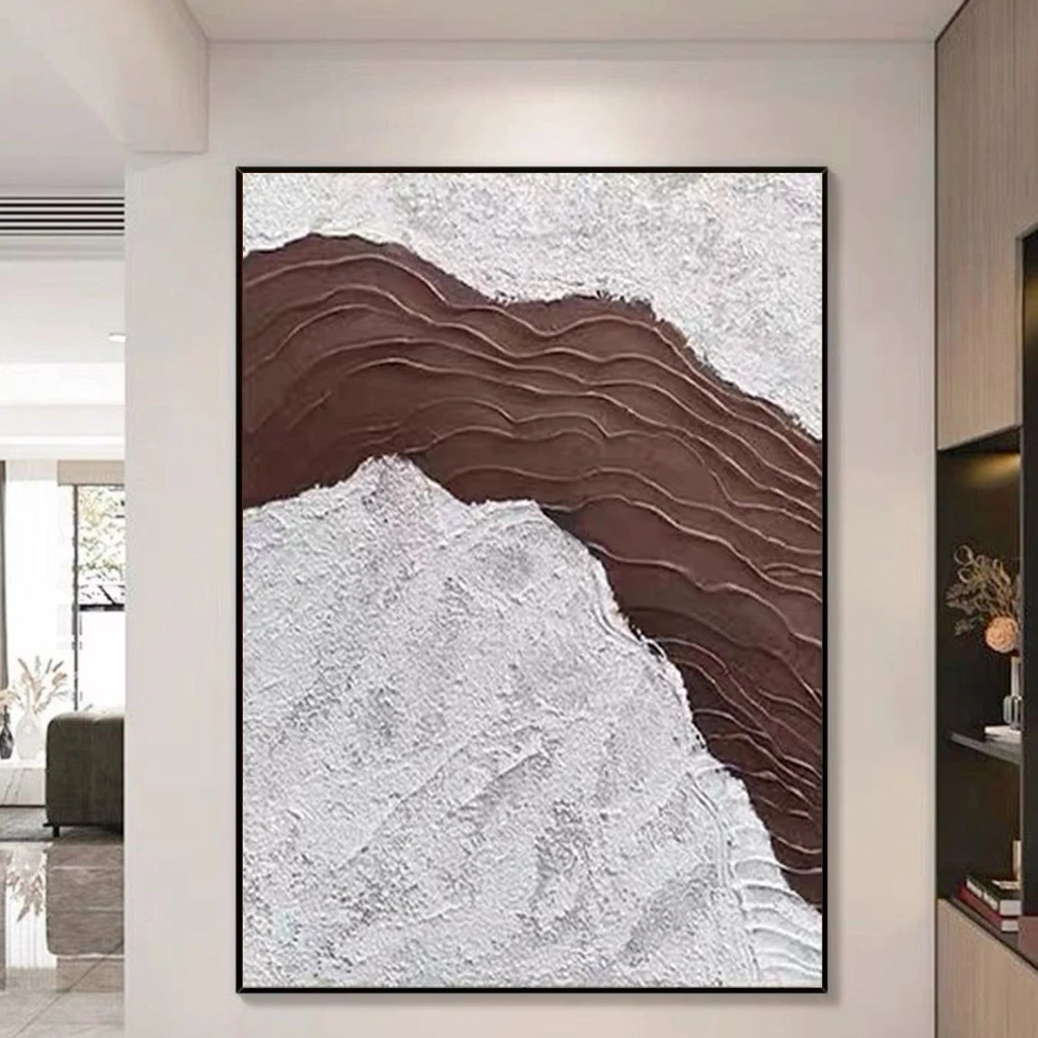 Brown Minimalist Textured Canvas Art #WM110