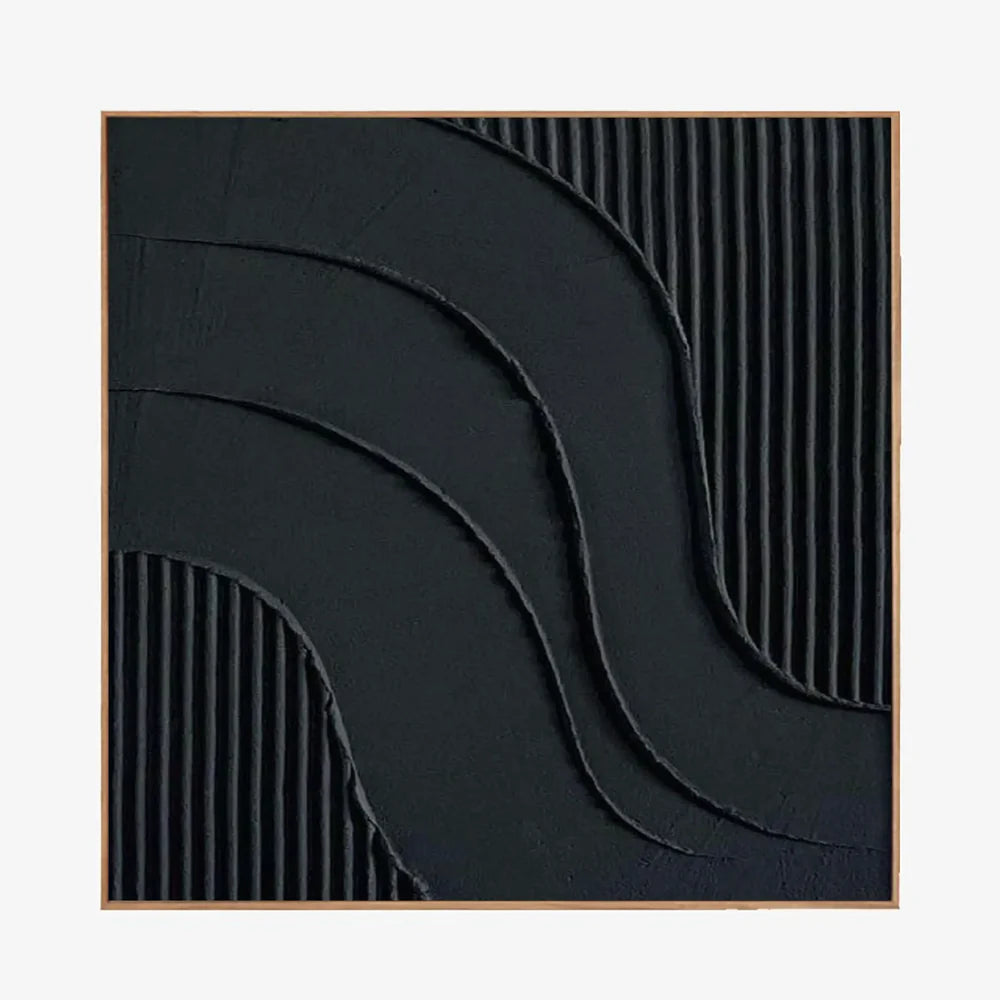 Black Minimalist Textured Canvas Art #WZ001