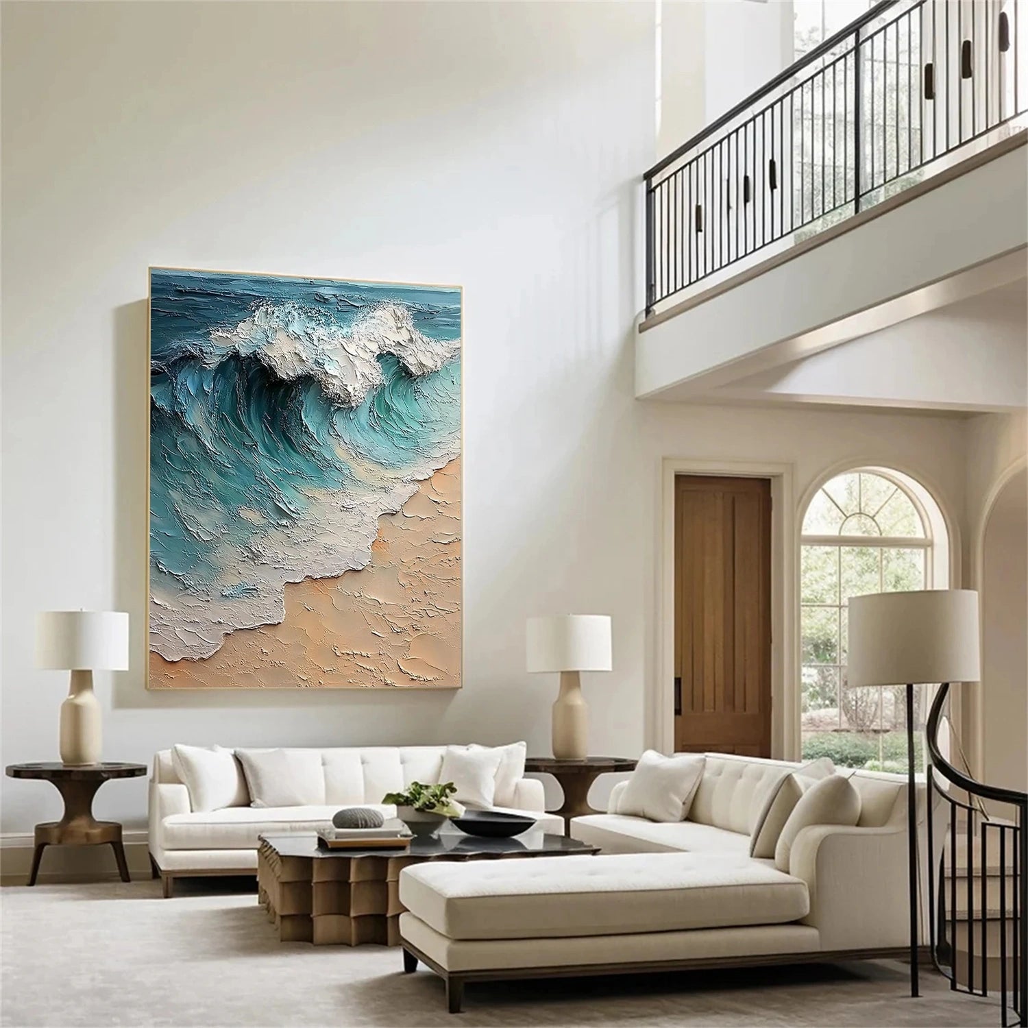 Abstract Ocean And Sky Textured Canvas Art #OC117