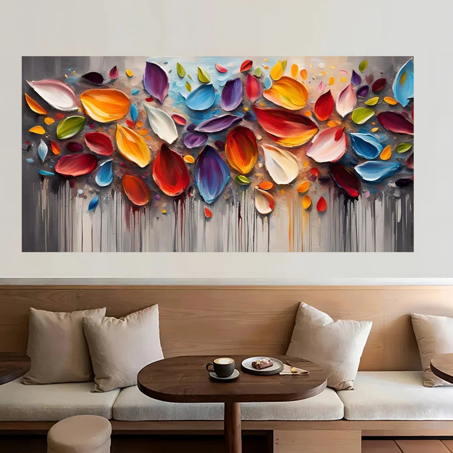 Colorful Abstract Flower And Tree Textured Canvas Art #MF135