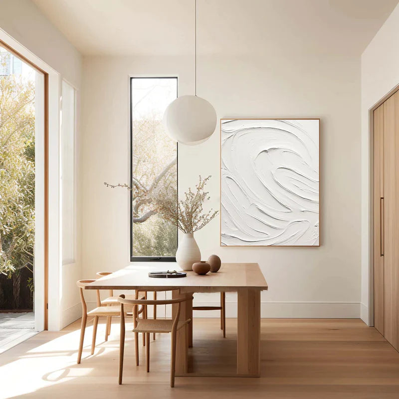 White Minimalist Textured Wall Art #WM029