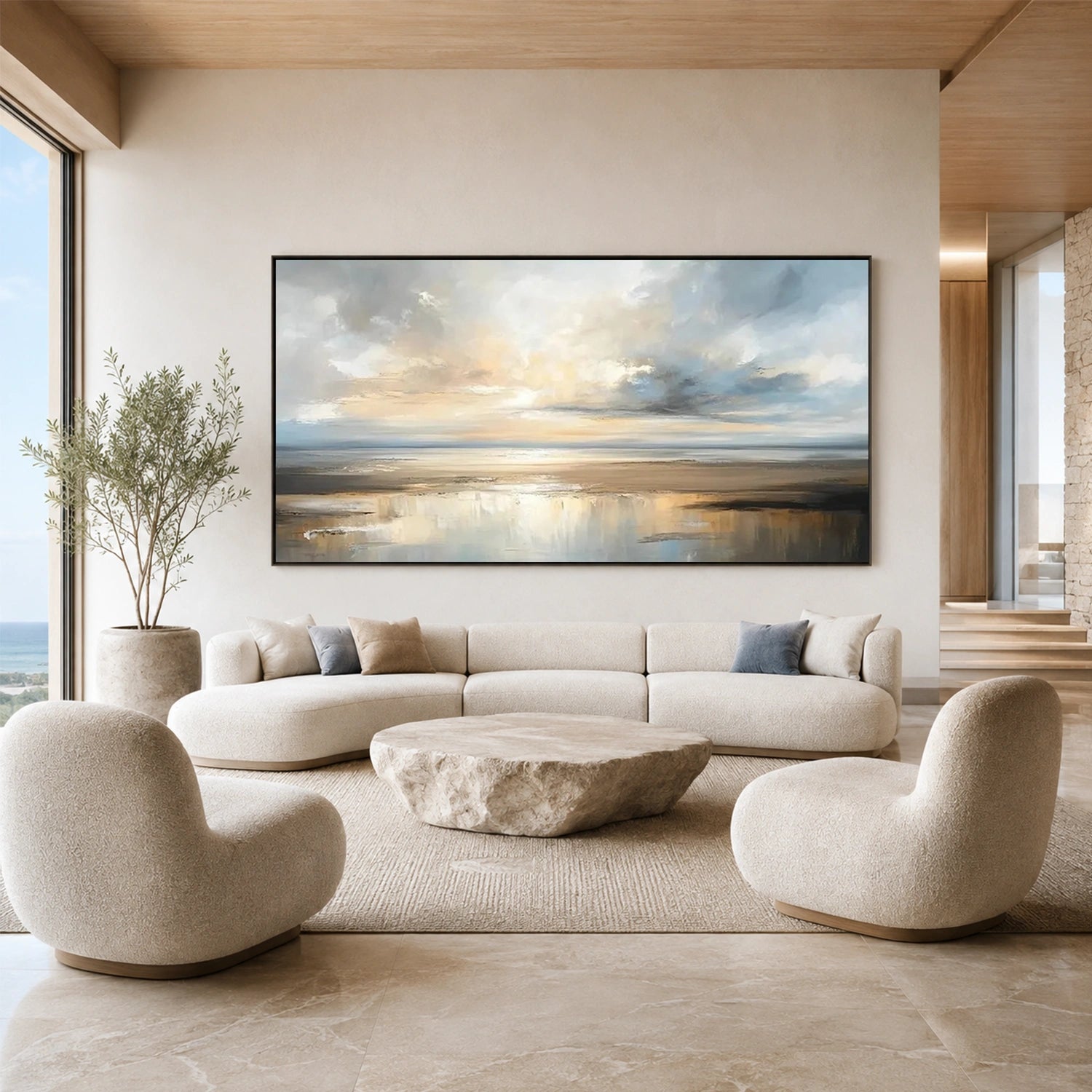 Abstract Ocean And Sky Canvas Art #OC221
