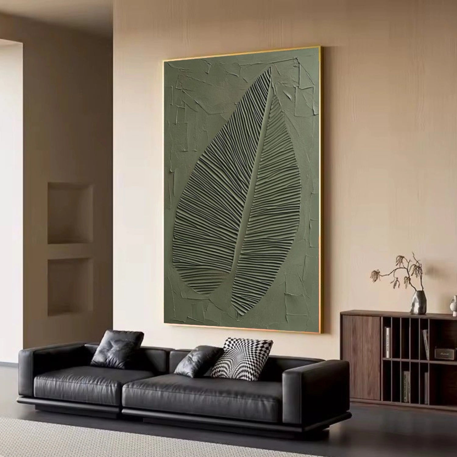 Green Minimalist Textured Canvas Art #WZ125