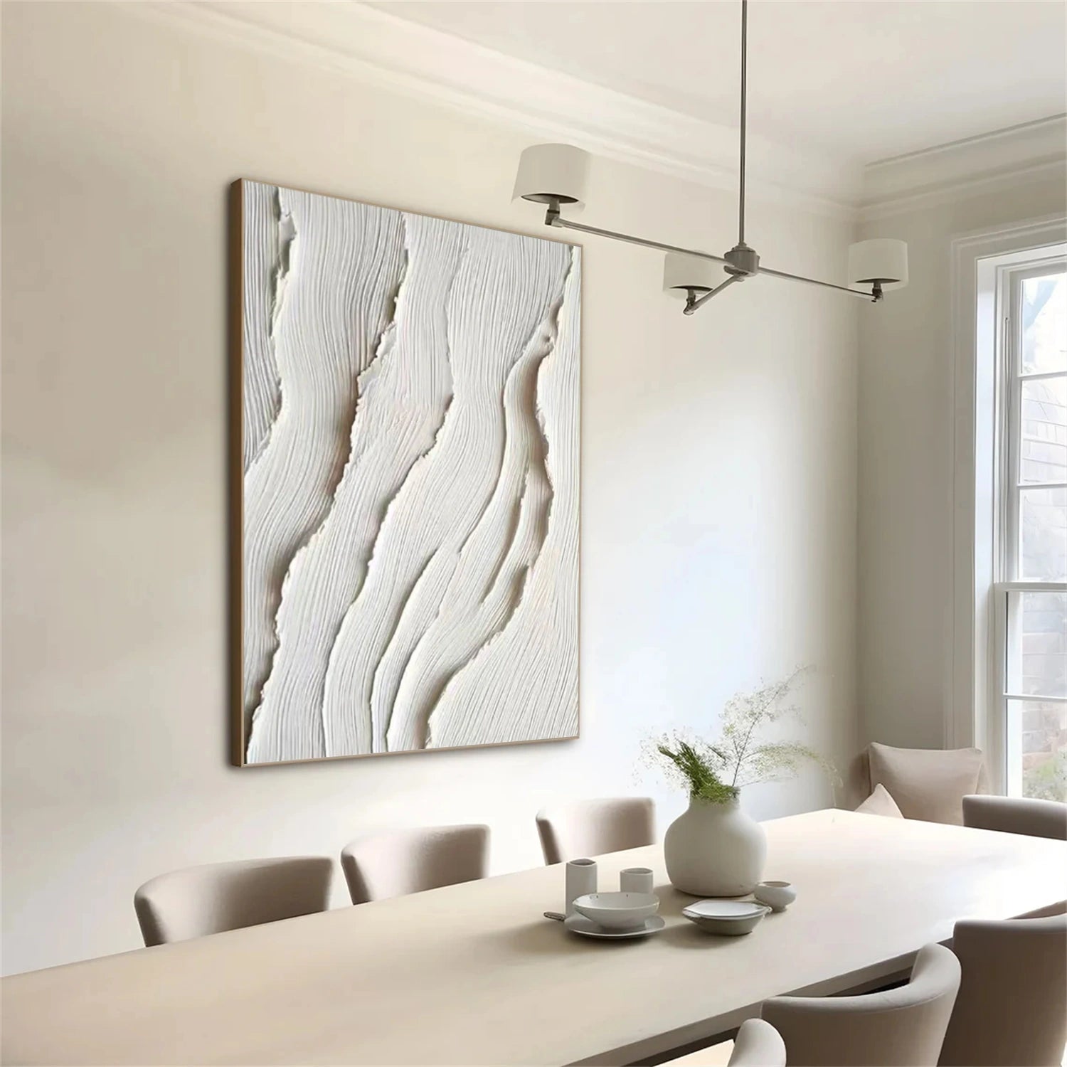 White Minimalist Textured Canvas Art #WM089