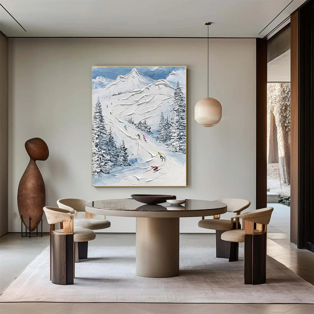 Skiing Sport Textured Canvas Painting #PB009