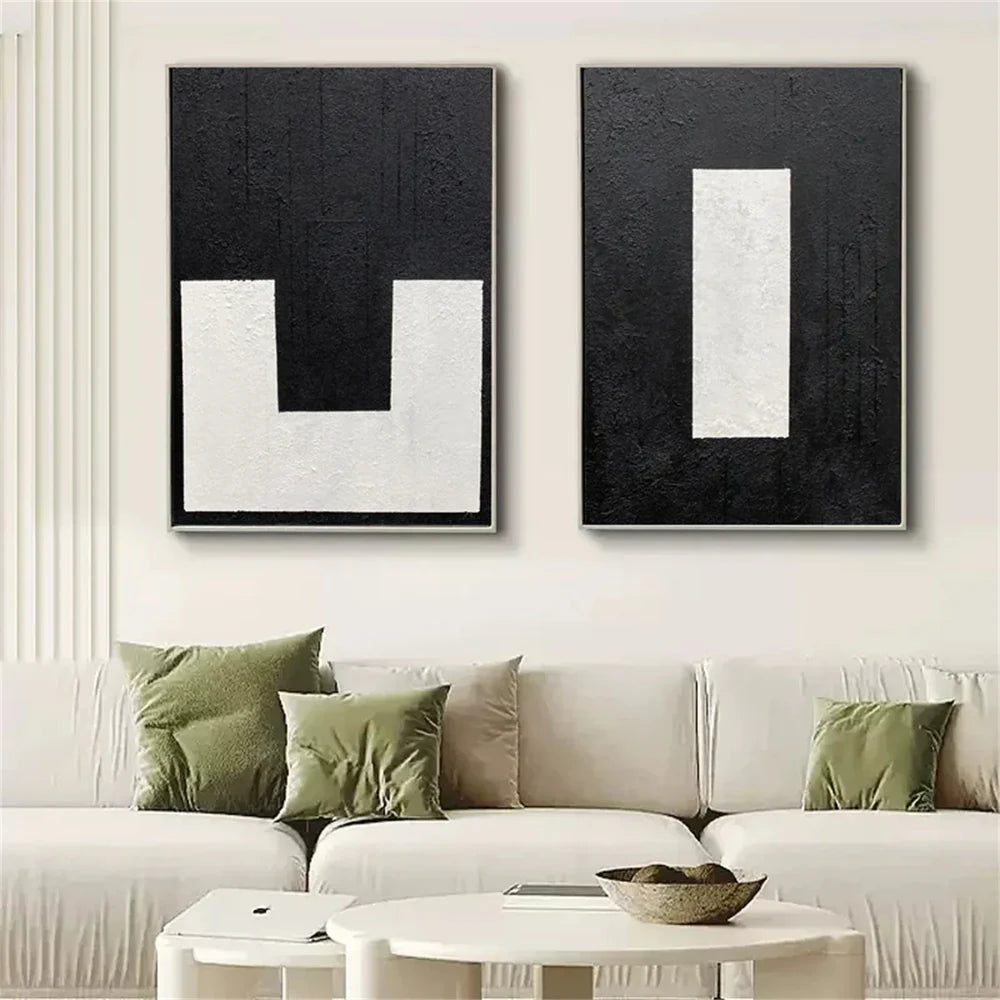 Black and White Minimalist Canvas Art Set of 2 #WZ022