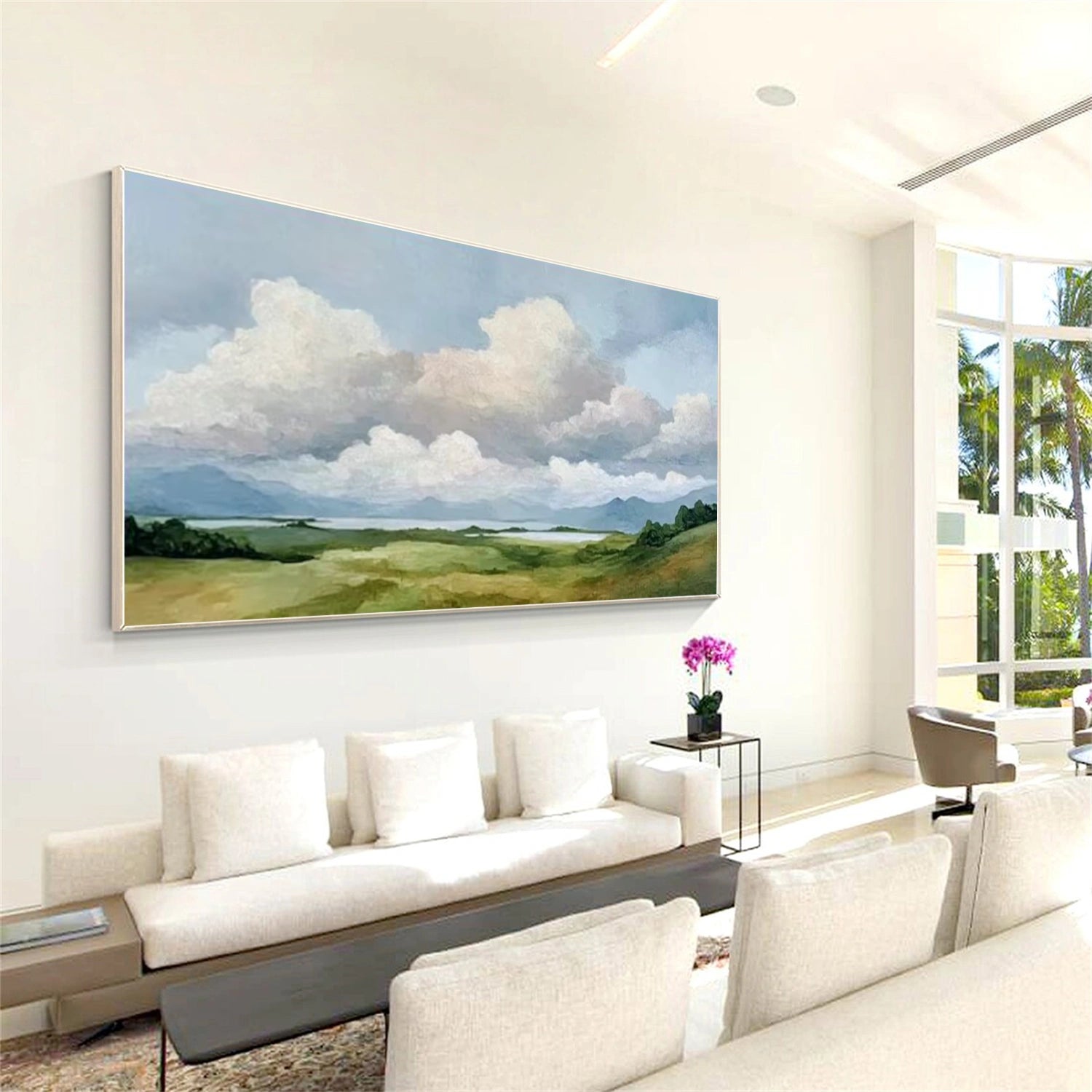 Abstract Ocean And Sky Textured Canvas Art #OC107