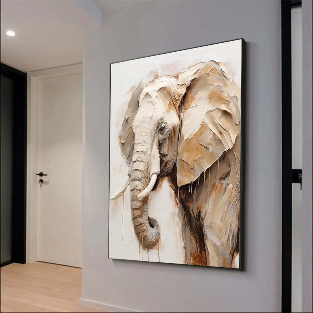 Beige & Brown Abstract Animal Canvas Art #DW038