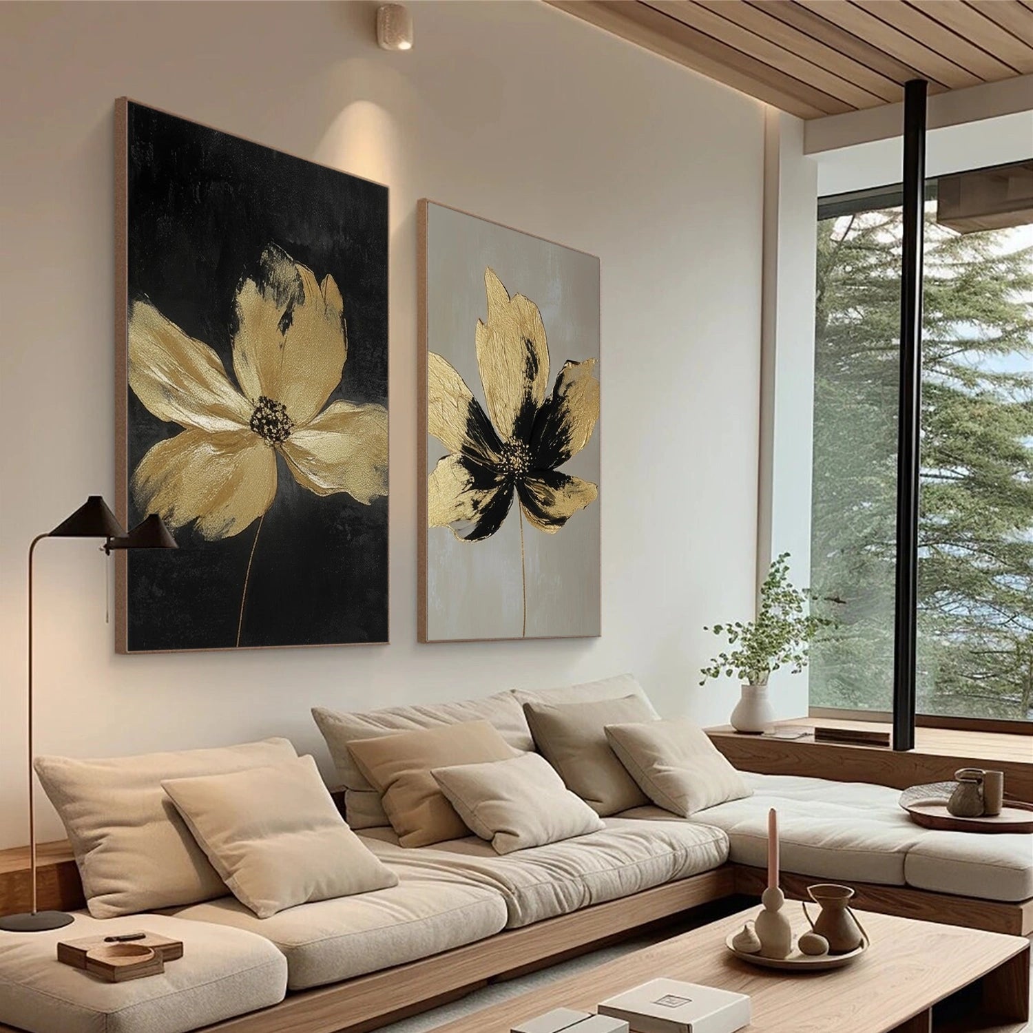 Abstract Flower And Tree Canvas Art Set of 2 #MF190
