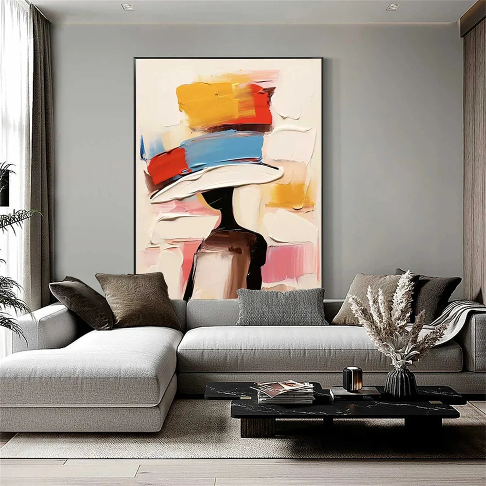 Colorful Abstract Portrait Textured Wall Art # LA010