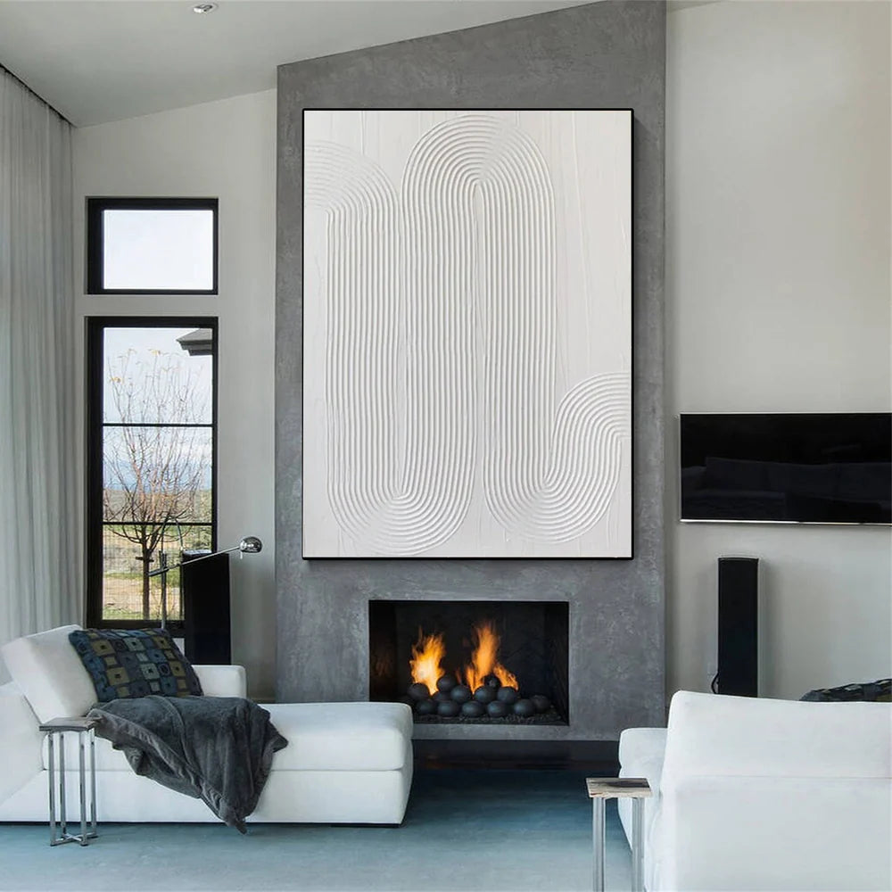 White Minimalist Textured Wall Art #WM072