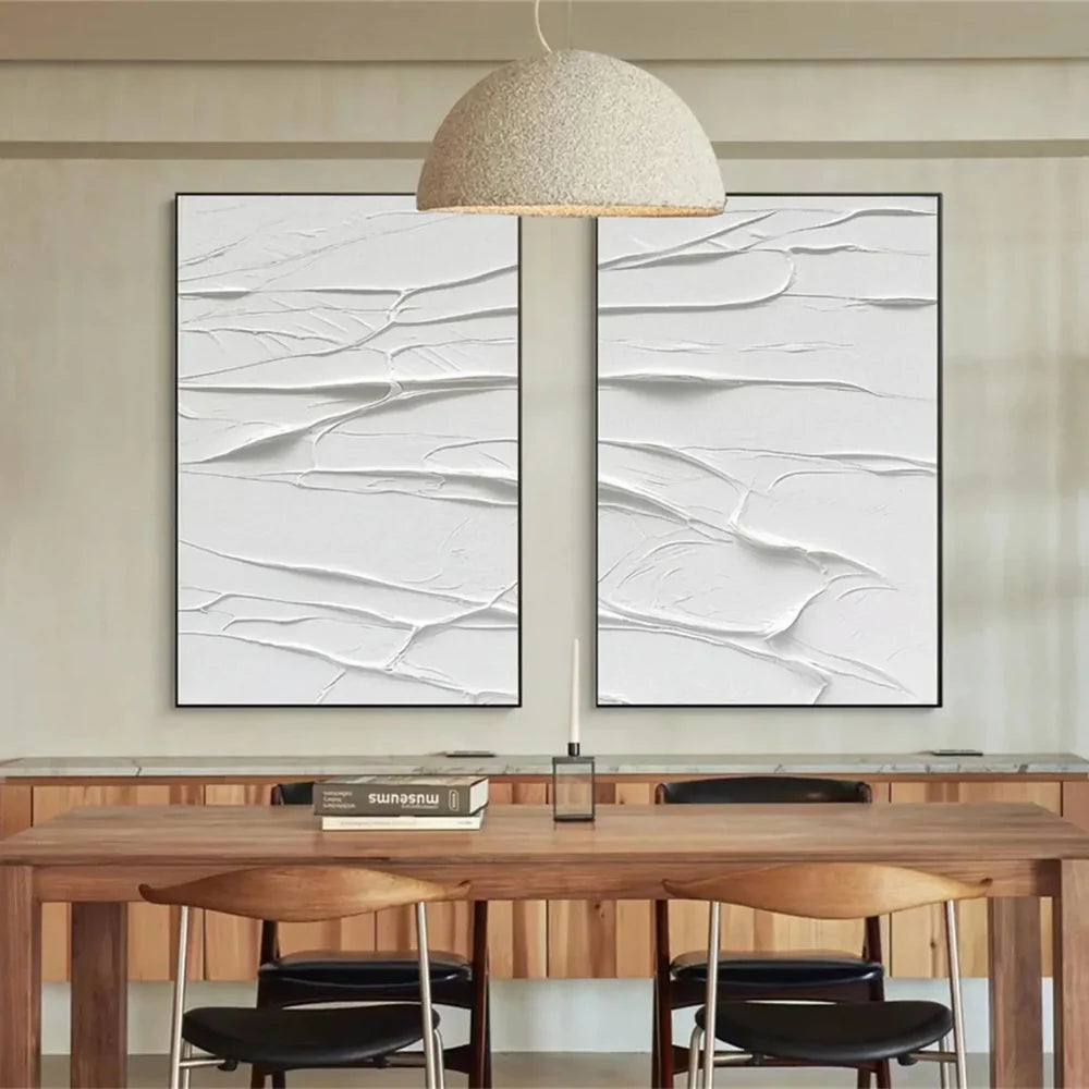 White Minimalist Textured Wall Art Set of 2 #WM066